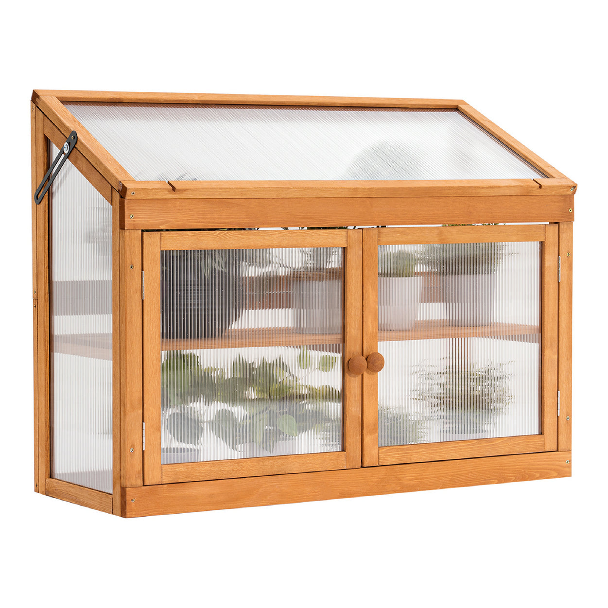 M MCombo 2 Etage höhenverstellbares Anlehngewächshaus Treibhaus Pflanzenhaus Aufzuchtschrank 0160, aus Holz und Polycarbonat