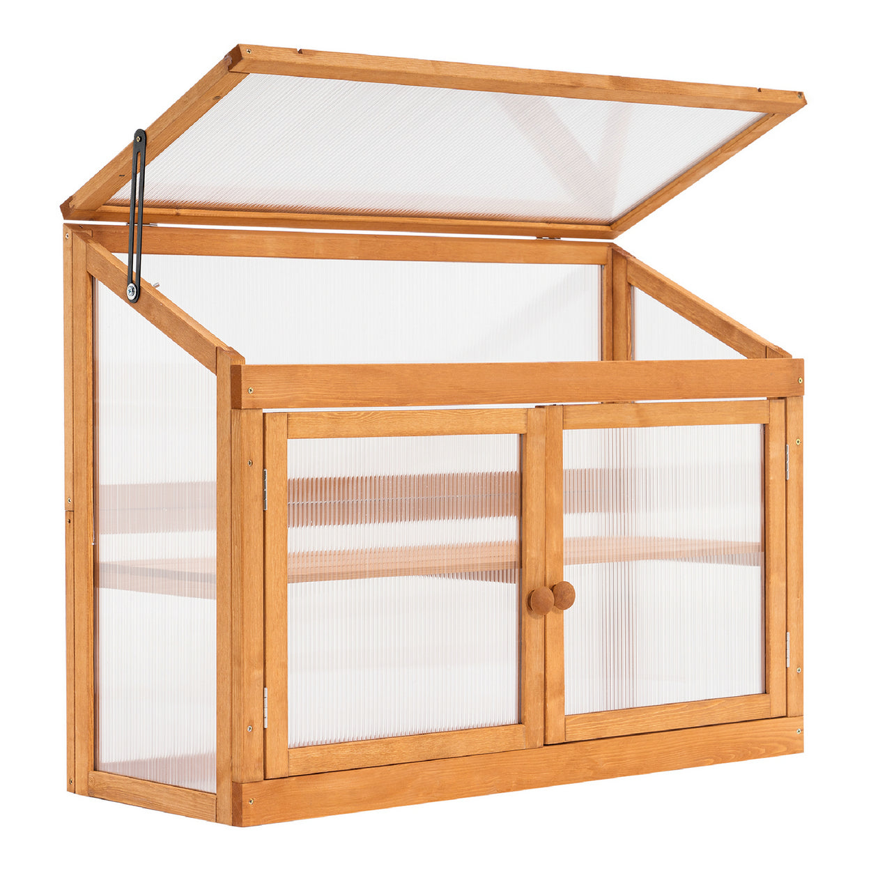 M MCombo 2 Etage höhenverstellbares Anlehngewächshaus Treibhaus Pflanzenhaus Aufzuchtschrank 0160, aus Holz und Polycarbonat