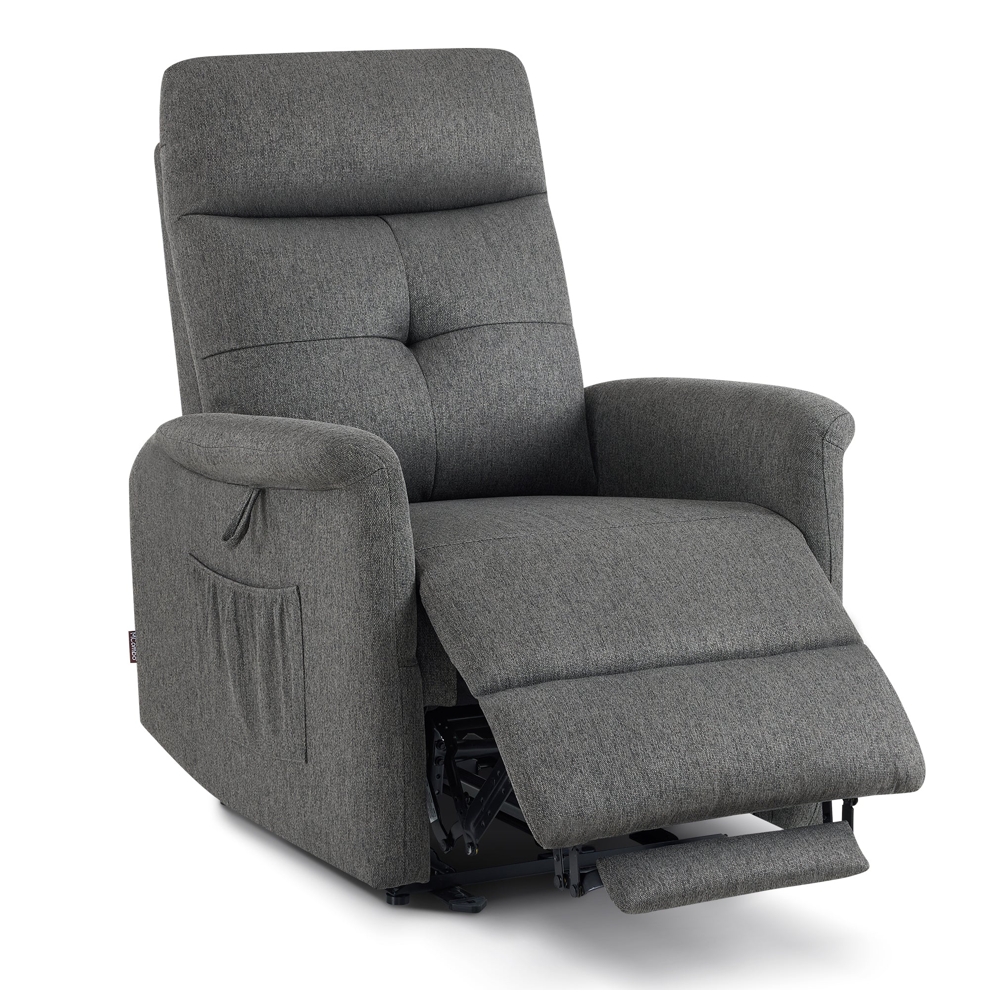 M MCombo TV Chair Electrically Adjustable, Relaxing Chair with Reclining Function, Recliner Chair, Side Pocket & Straps, Living Room Chair, 7089 (Gray)