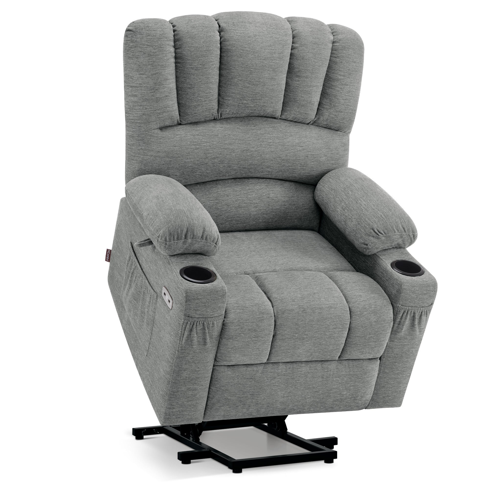 M MCombo Relaxsessel mit Aufstehhilfe & Liegefunktion 7102, Fernsehsessel elektrisch verstellbar, TV Sessel mit Massage Wärmefunktion, für Senioren Wohnzimmer, USB