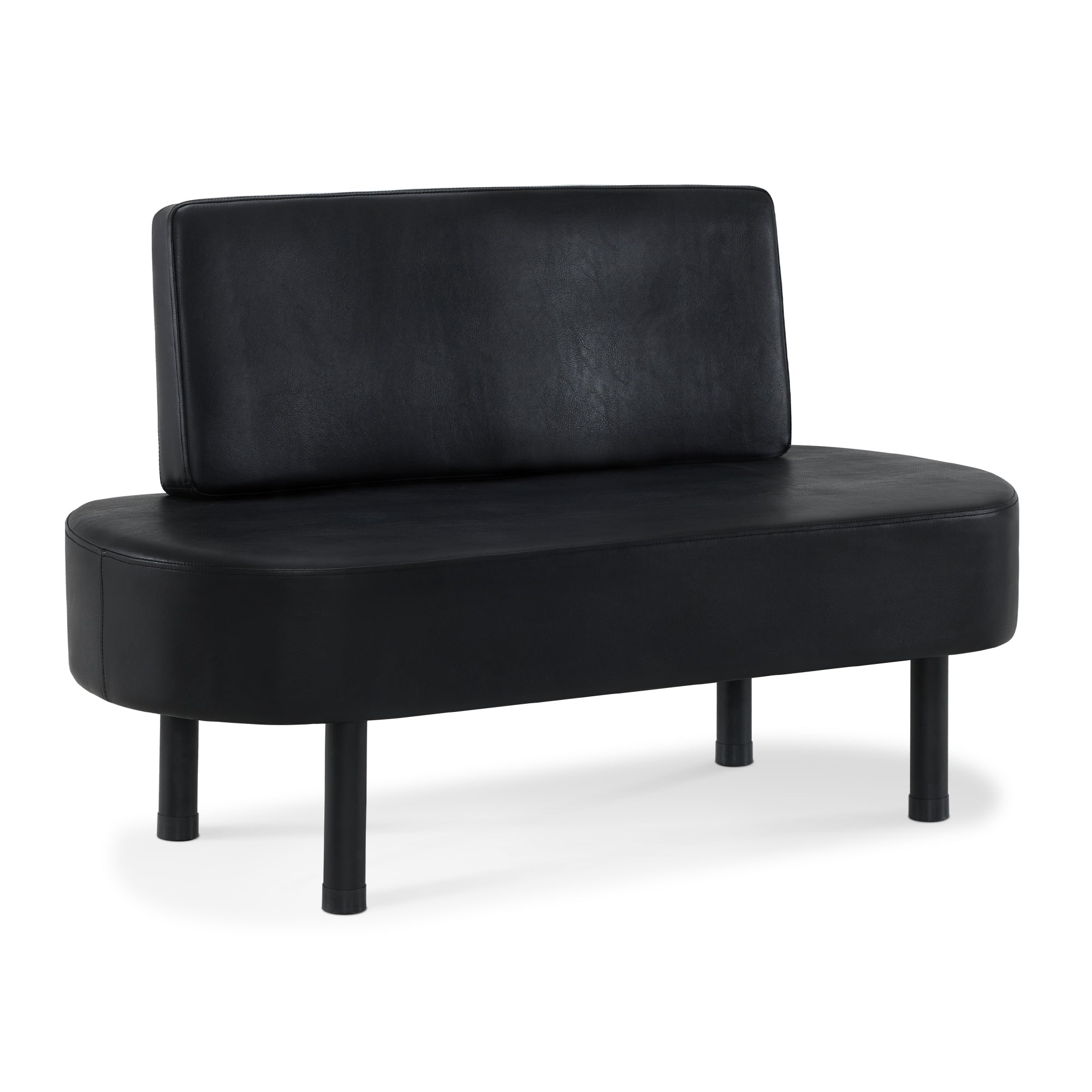 MCombo 3-seater bench with backrest, 130 cm waiting bench, upholstered bench with backrest, hallway bench black, living room bench, shoe bench W517 (black/faux leather)