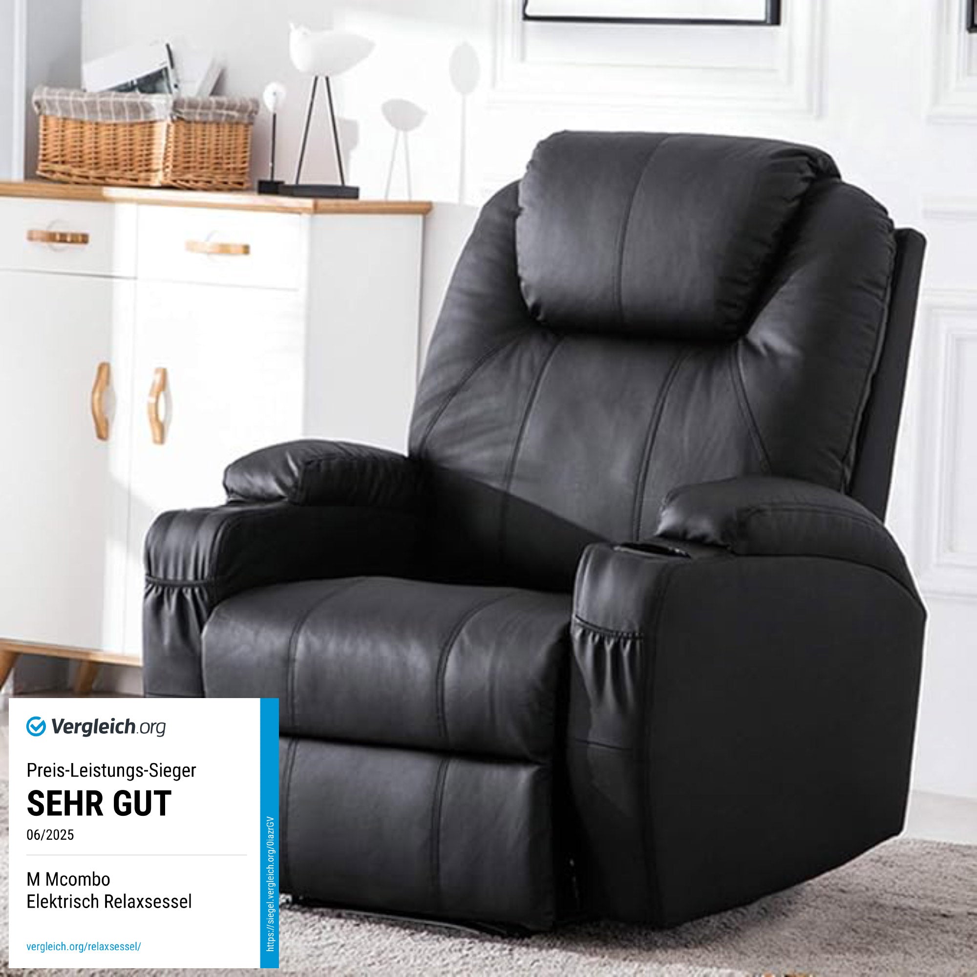 MCombo electric relaxation chair, massage chair, TV chair, reclining function, vibration heating 7061