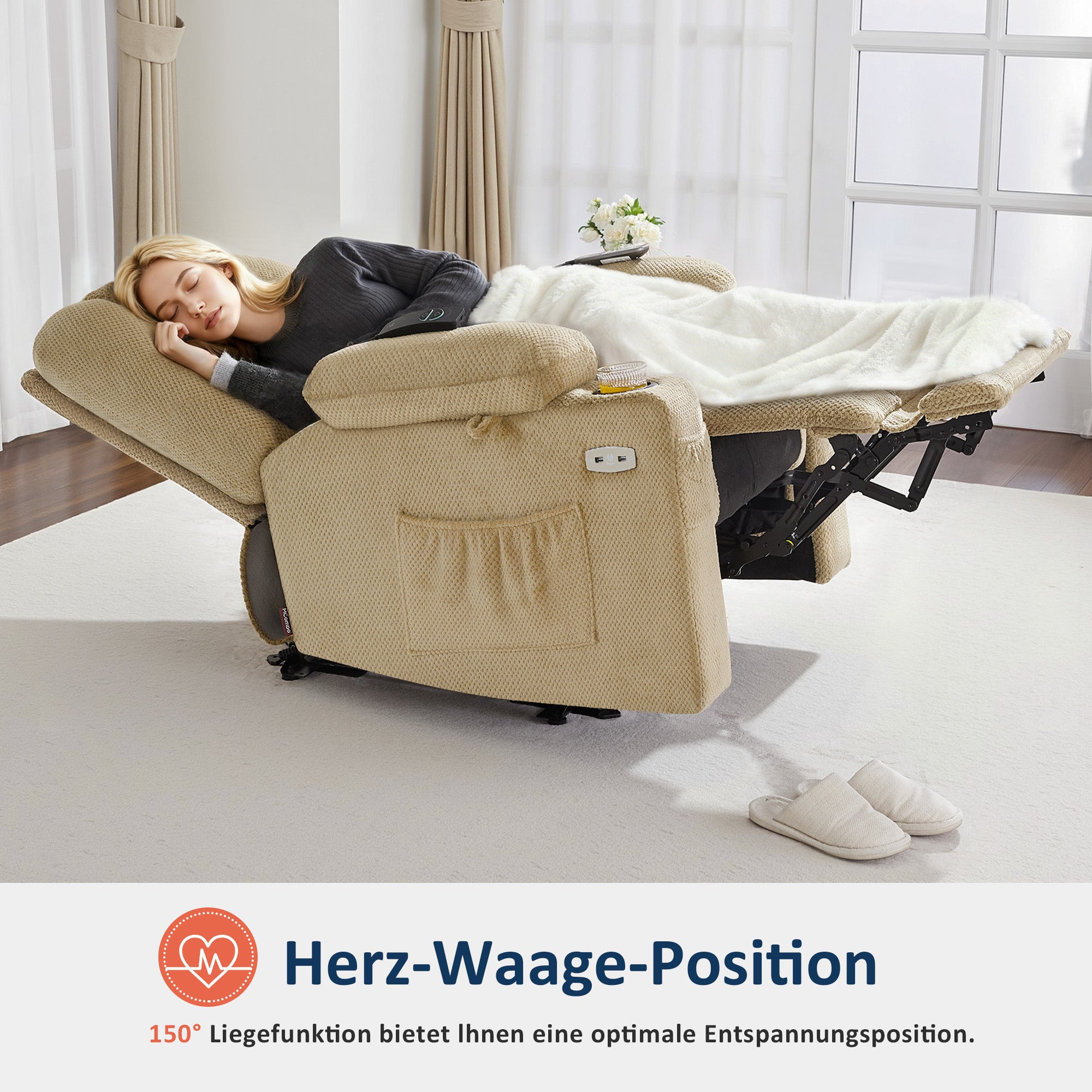 M MCombo TV armchair electrically adjustable 7008, relaxation armchair with reclining function, TV armchair with massage & heat function, USB & cup holder, living room