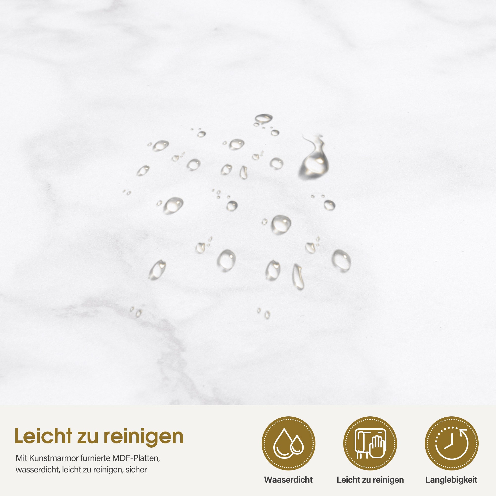 M MCombo Serving Cart with Wheels, Kitchen Cart Bar Cart Metal Frame White-Gold, Modern Rolling Cart Multi-Purpose Cart with 3 Levels, for Kitchen, Bathroom, Living Room, Studio, 65x43x70, 0074