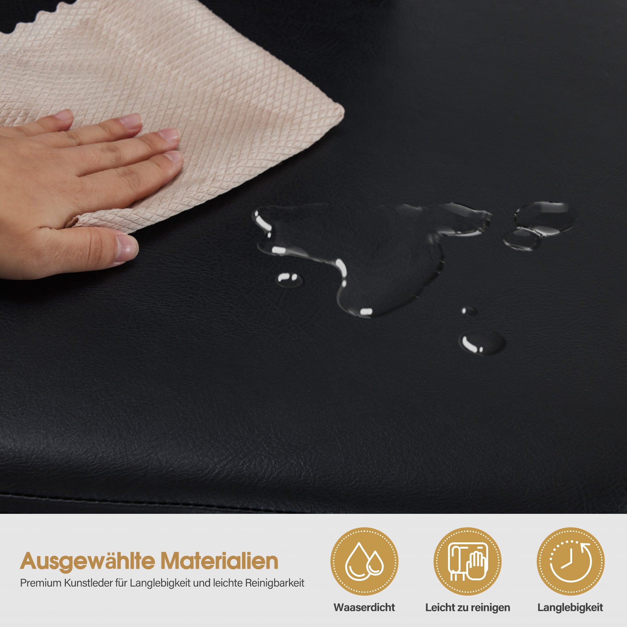 MCombo 3-seater bench with backrest, 130 cm waiting bench, upholstered bench with backrest, hallway bench black, living room bench, shoe bench W517 (black/faux leather)