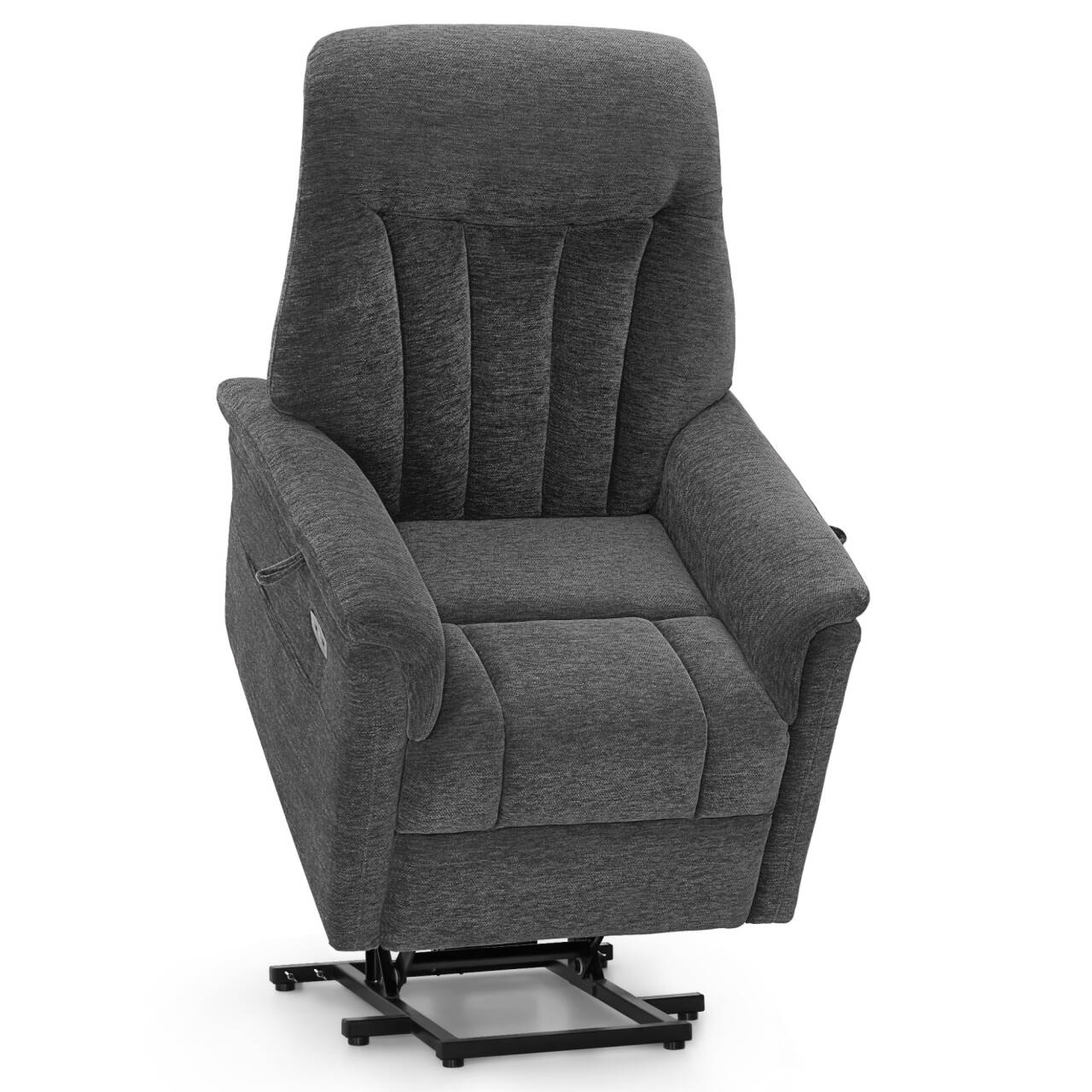 M MCombo Fernsehsessel mit Aufstehhilfe Elektrisch, Sessel mit Aufstehhilfe, Relaxsessel mit Liegefunktion bis 145°35D Vollschaum-Sitzkissen 7117 (Chenille, Grau)