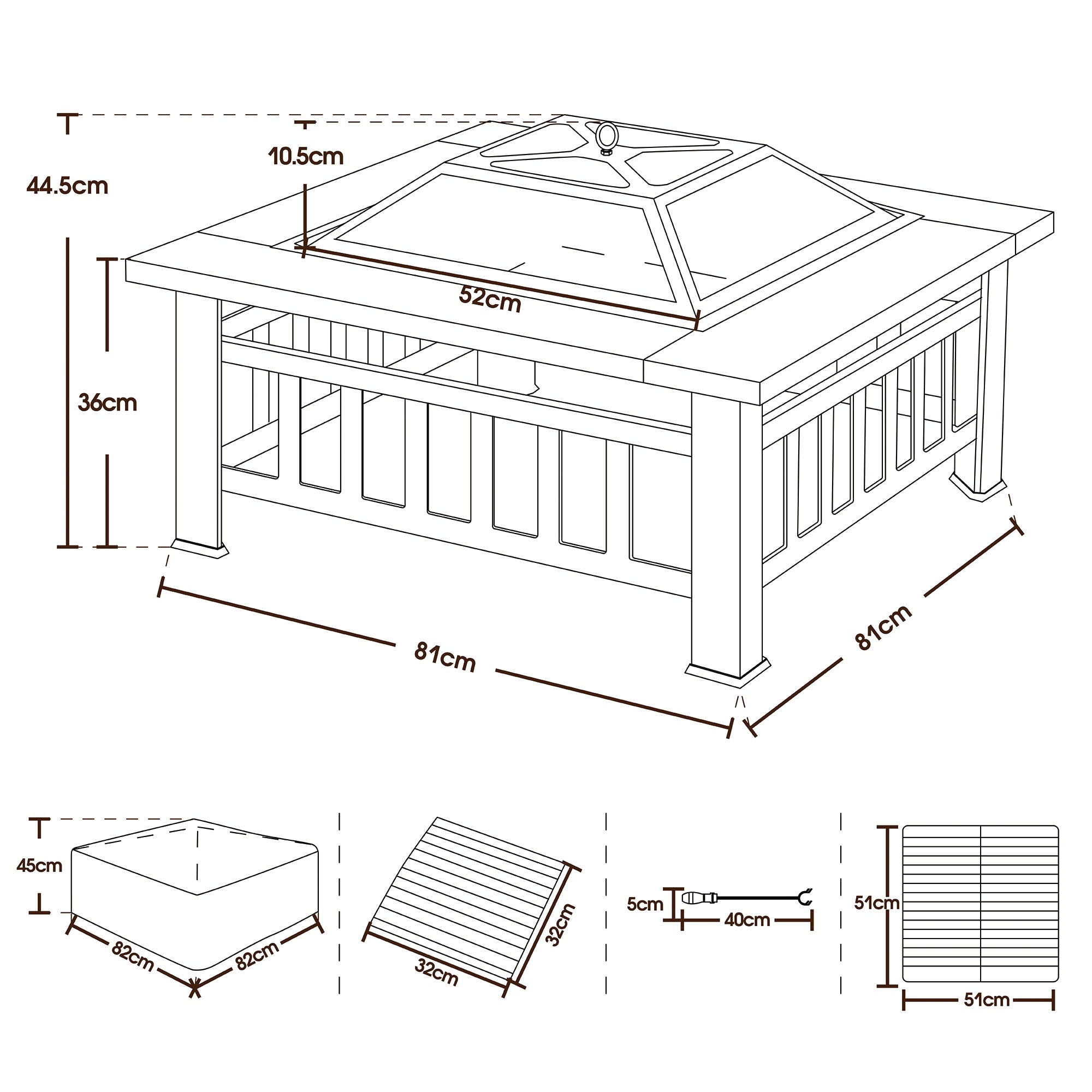 MCombo fire bowl, fire basket patio fire with grill grate, garden fire fireplace 0039BK