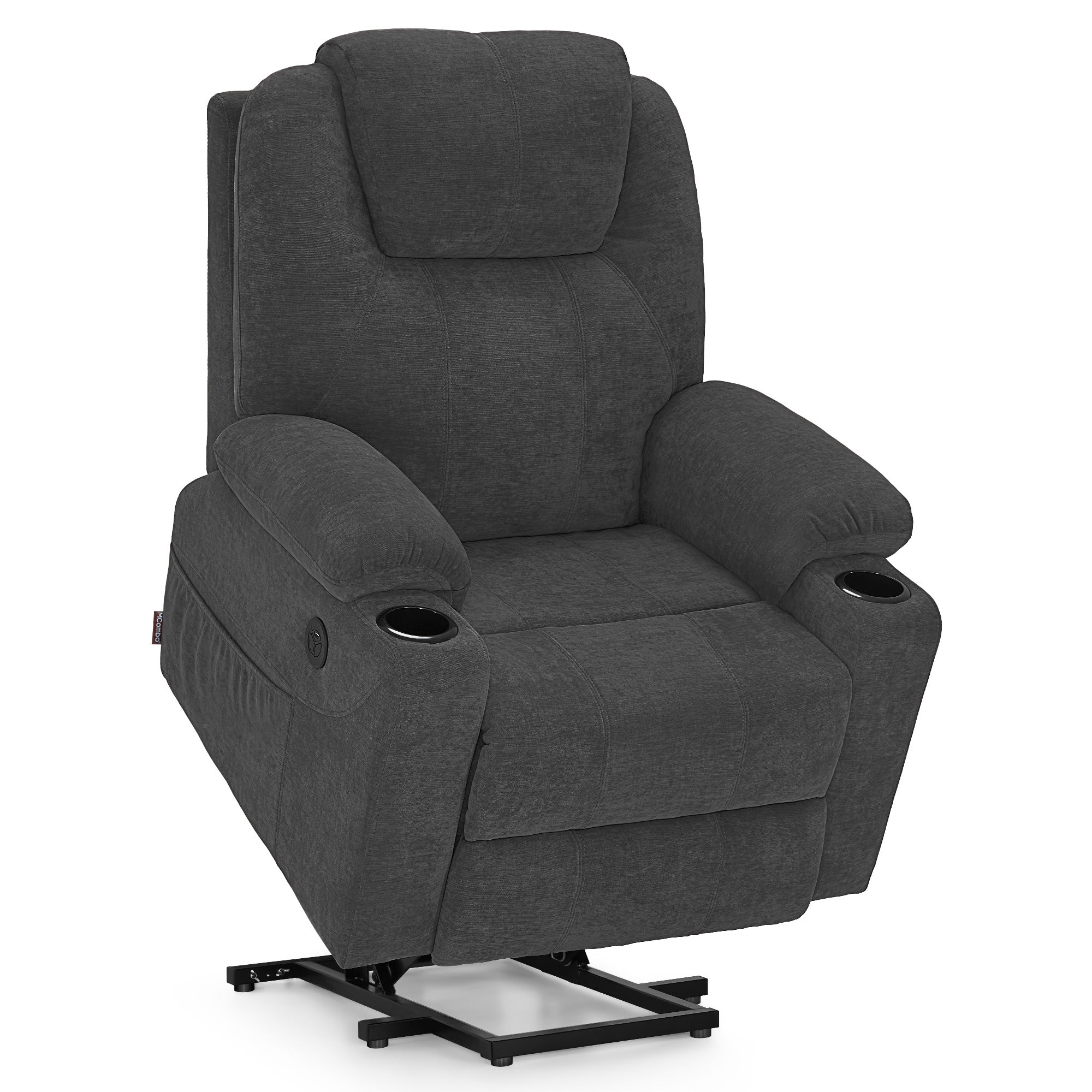 Fauteuil TV M MCombo avec rehausseur électrique, fauteuil inclinable avec fonction d'inclinaison jusqu'à 140°, fauteuil de massage avec fonction chauffante, bouton et télécommande réglables, avec USB, 7040