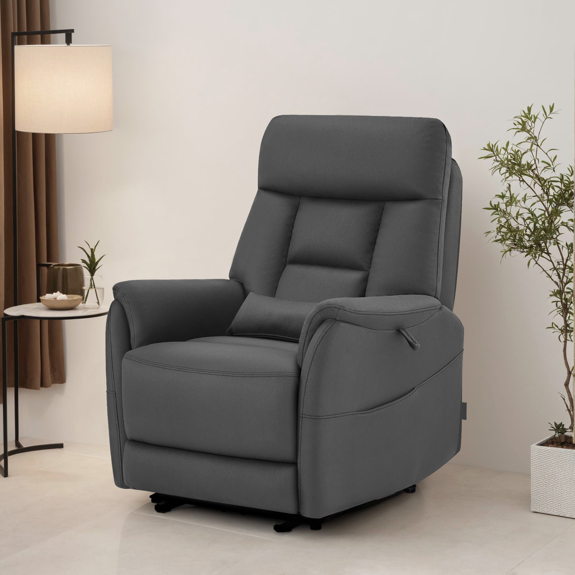 M MCombo Relaxing Chair Electrically Adjustable, TV Chair 3 cm Close to the Wall, Relaxing Chair Massage Chair with Reclining Function, TV Chair for Tight Spaces, USB & Type-C Ports & Lumbar Cushion, Living Room, 7063