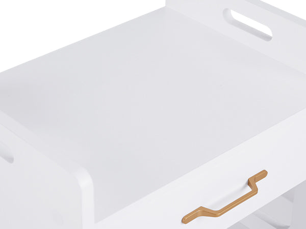 M MCombo Serving Cart with Wheels & Drawers, Hairdressing Trolley White, Salon Trolley with 2 Shelves, Modern Work Cart for Bathroom Living Room, 35x48x80.5cm, 0055