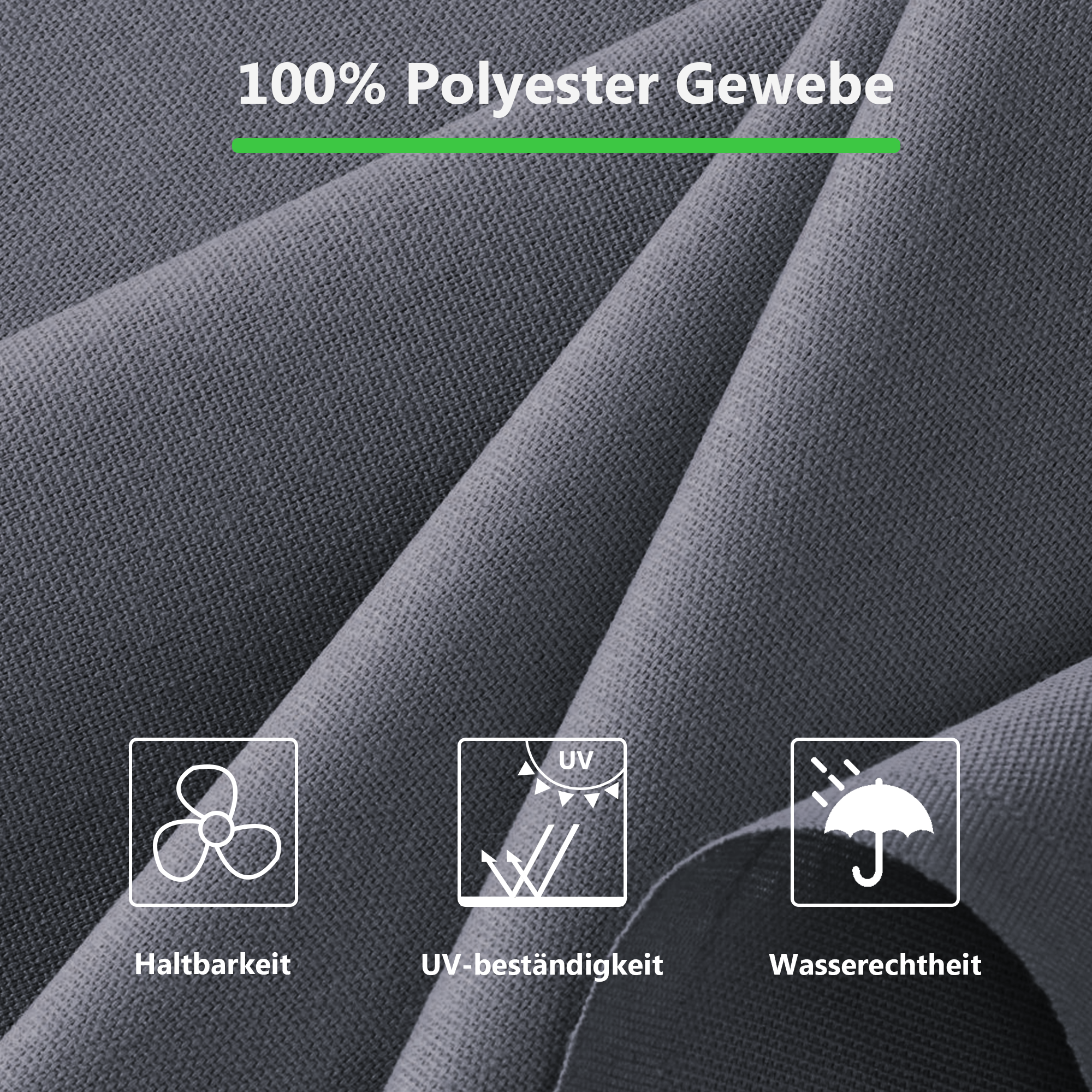 MCombo 3-Sitzer Hollywoodschaukel, Gartenliege wetterfest, Gartenschaukel outdoor, Schaukelbank mit Sonnendach, Dunkgelgrau, 4092/4093