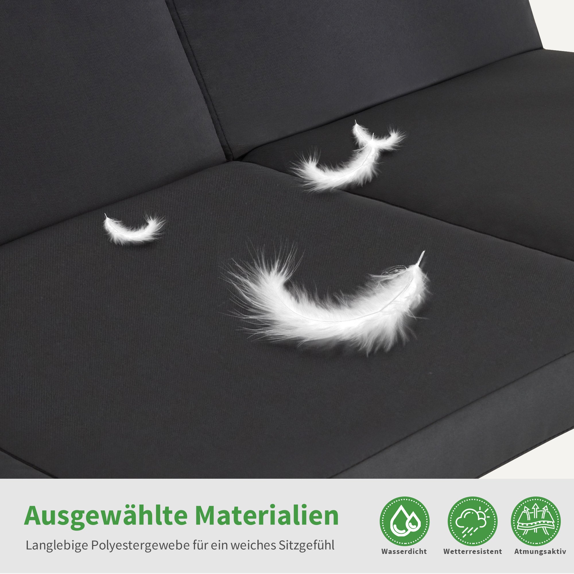 M MCombo 3-seater porch swing with reclining function, adjustable sunroof & cup holder, garden swing up to 360 kg load capacity, outdoor swing bench, weatherproof 204 x 118 x 181 cm 4093 (dark grey)