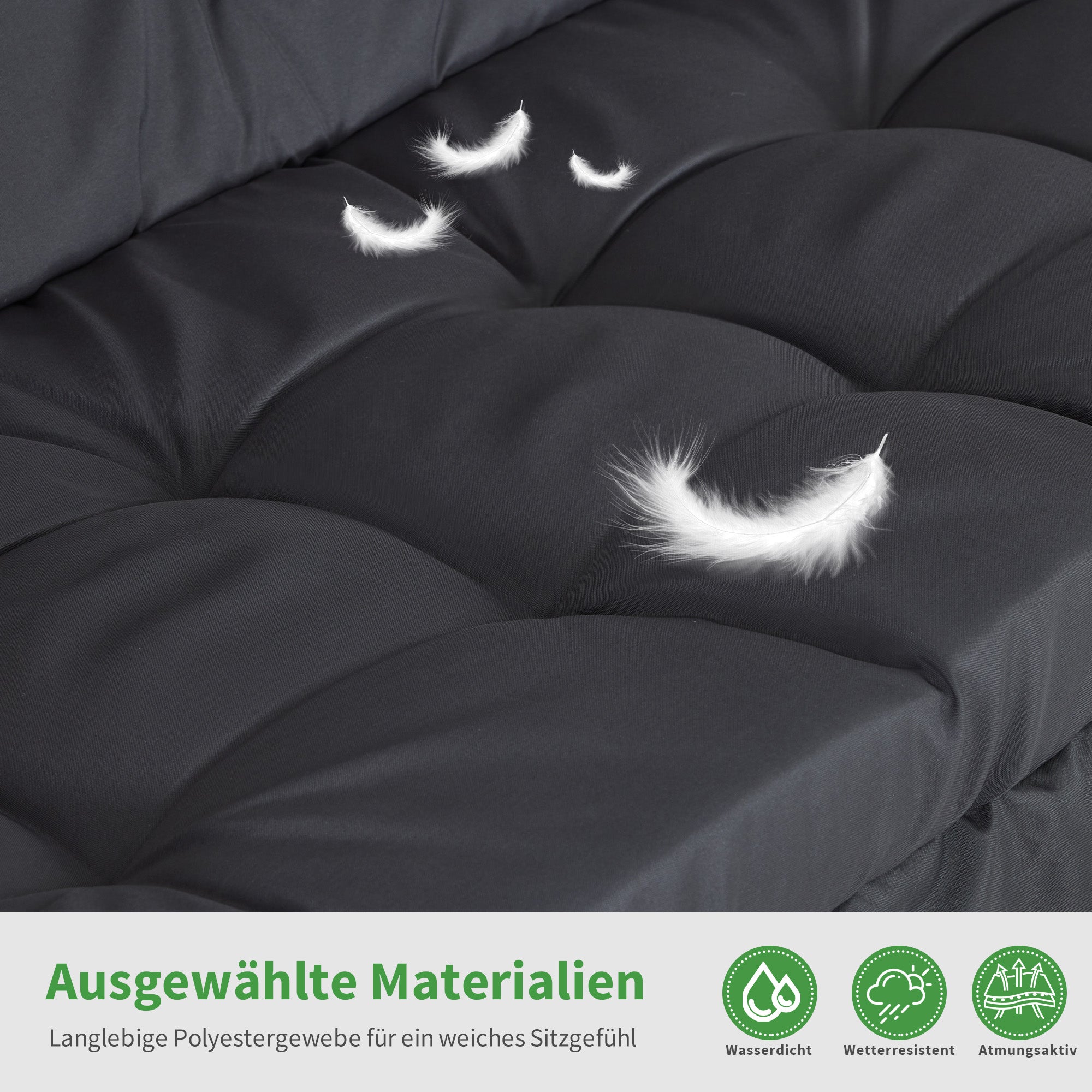 M MCombo 3-seater porch swing with reclining function, with extra-thick seat cushion & sunroof, garden swing up to 300 kg load capacity, 201 x 125 x 173 cm, outdoor swing bench, weatherproof 4095 (grey)