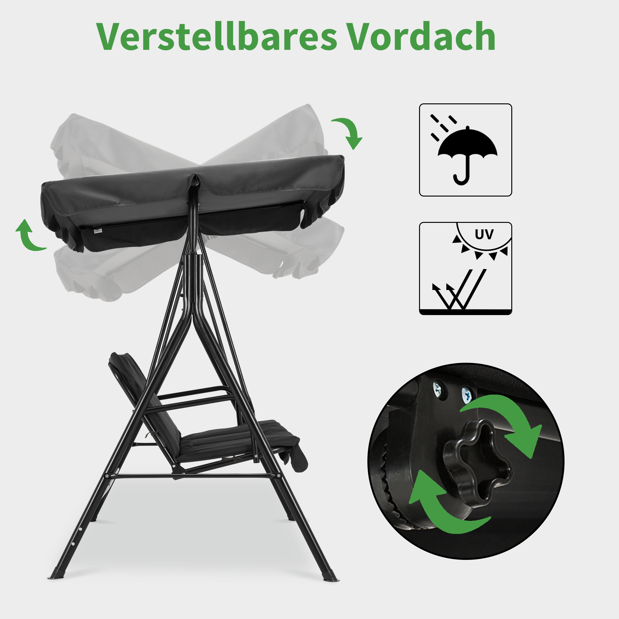 MCombo 3-Sitzer Hollywoodschaukel Gartenschaukel Gartenliege Schaukelbank 8003