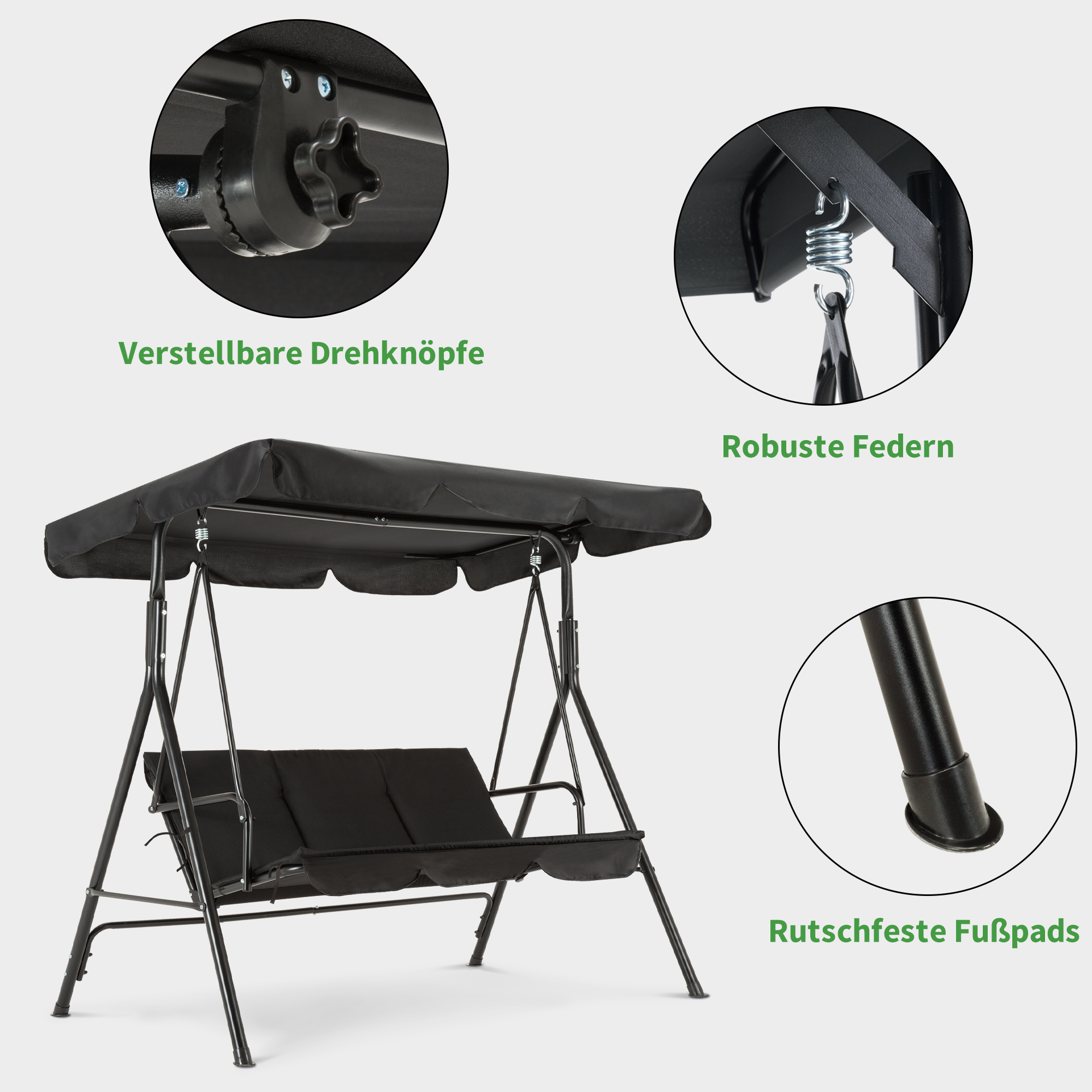 MCombo 3-Sitzer Hollywoodschaukel Gartenschaukel Gartenliege Schaukelbank 8003