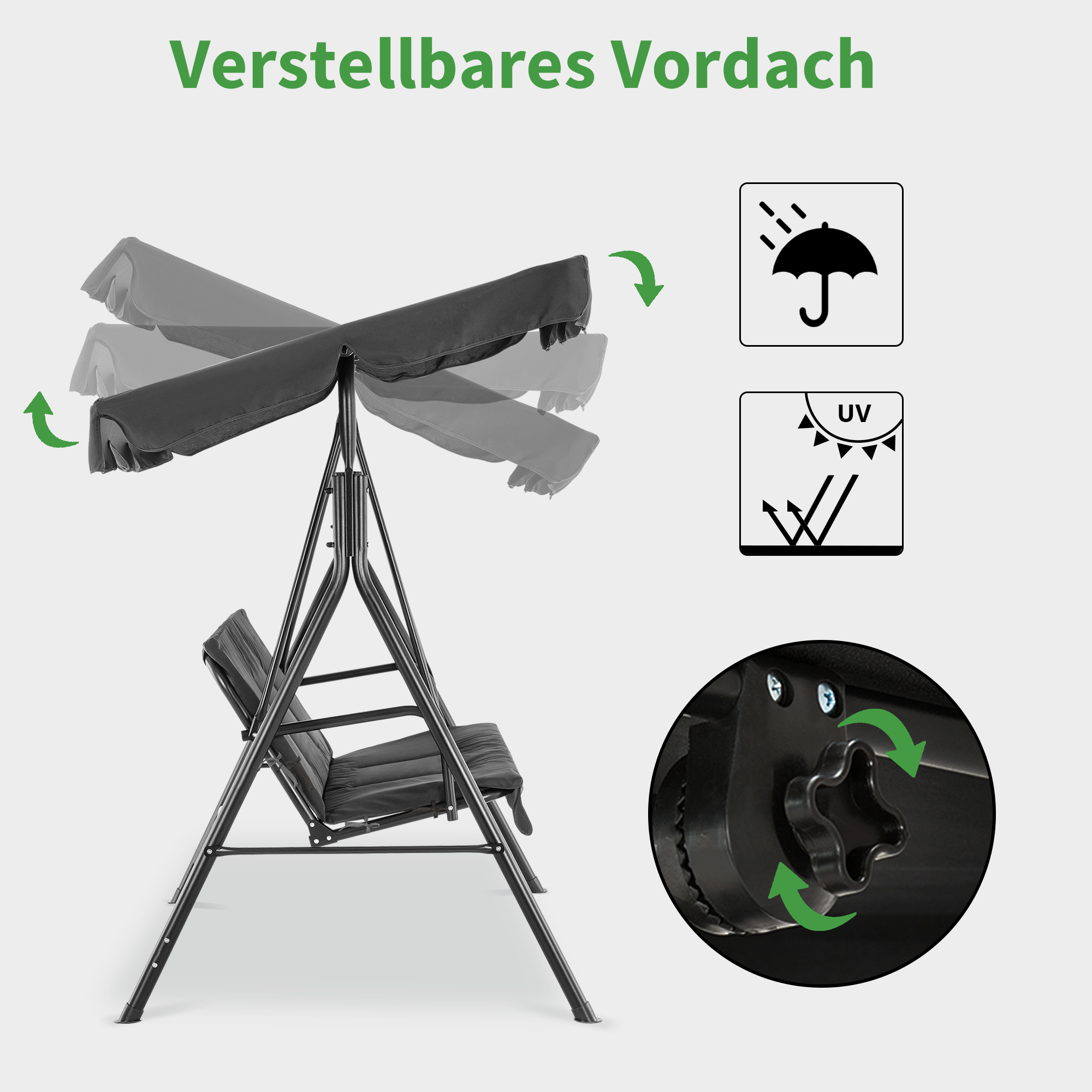 MCombo 3-Sitzer Hollywoodschaukel Gartenschaukel Gartenliege Schaukelbank 8003