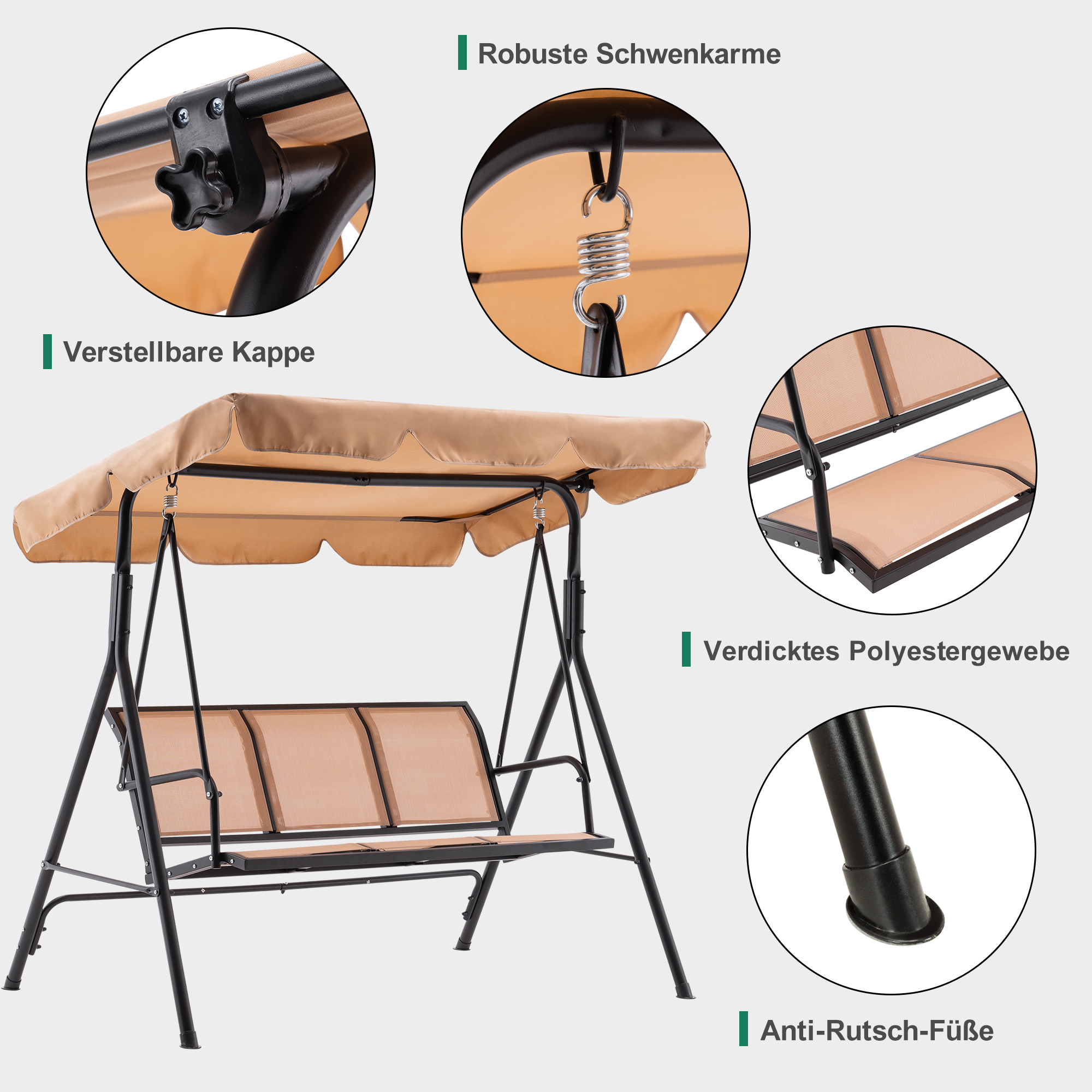 M MCombo 3-seater Hollywood swing garden swing garden lounger swing bench 8007