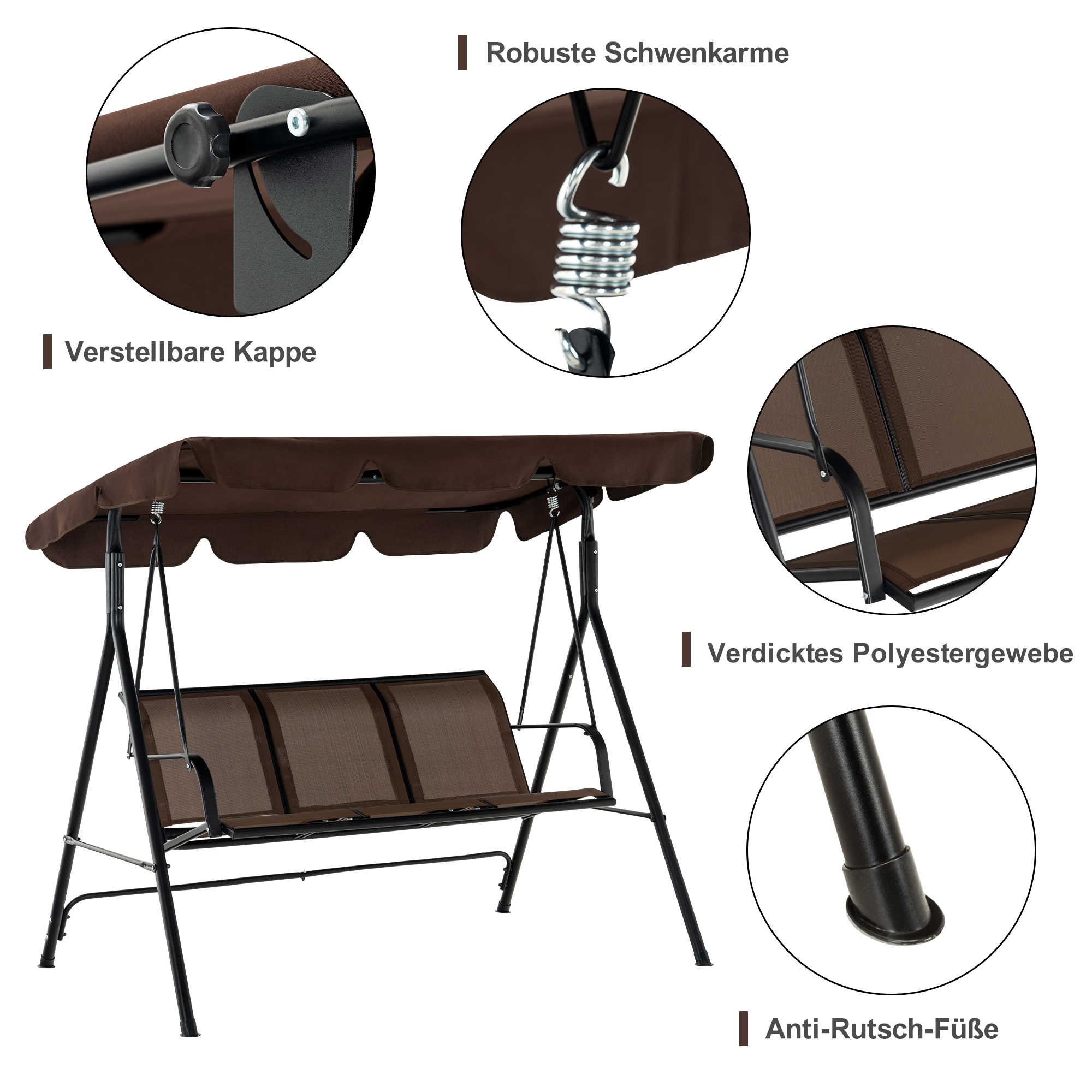 M MCombo 3-seater Hollywood swing garden swing garden lounger swing bench 8007