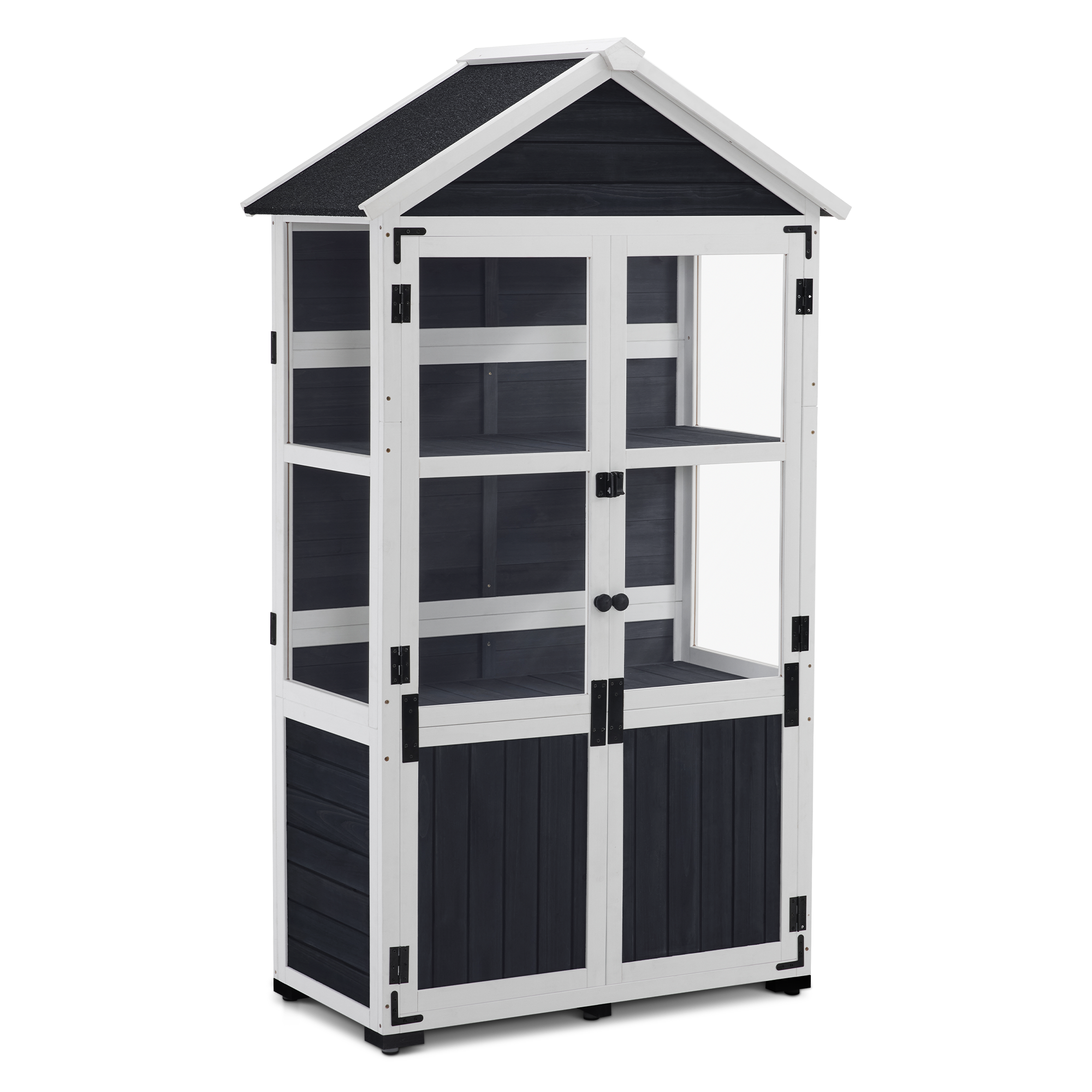 M MCombo wooden garden cabinet, small, outdoor garden shed, tool shed, weatherproof, greenhouse for balcony and terrace, 100 × 53 × 178 cm, 0111