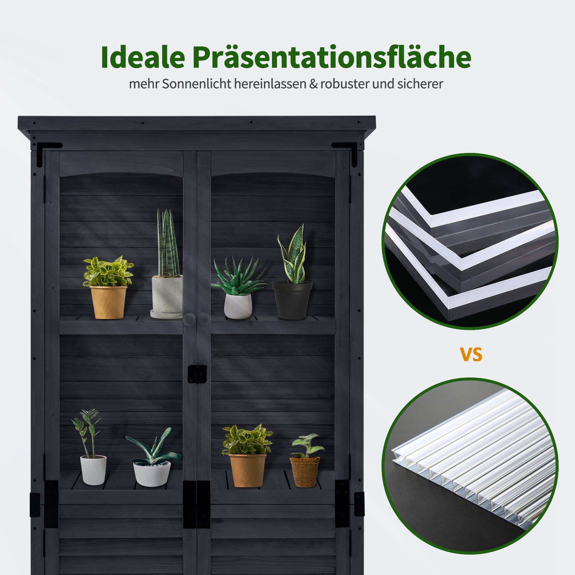 M MCombo Garden Cabinet Wood, Tool Shed Weatherproof Small, Outdoor Garden House Tool Shed for Outdoor Terrace Balcony, 0120, 87×46×160 cm