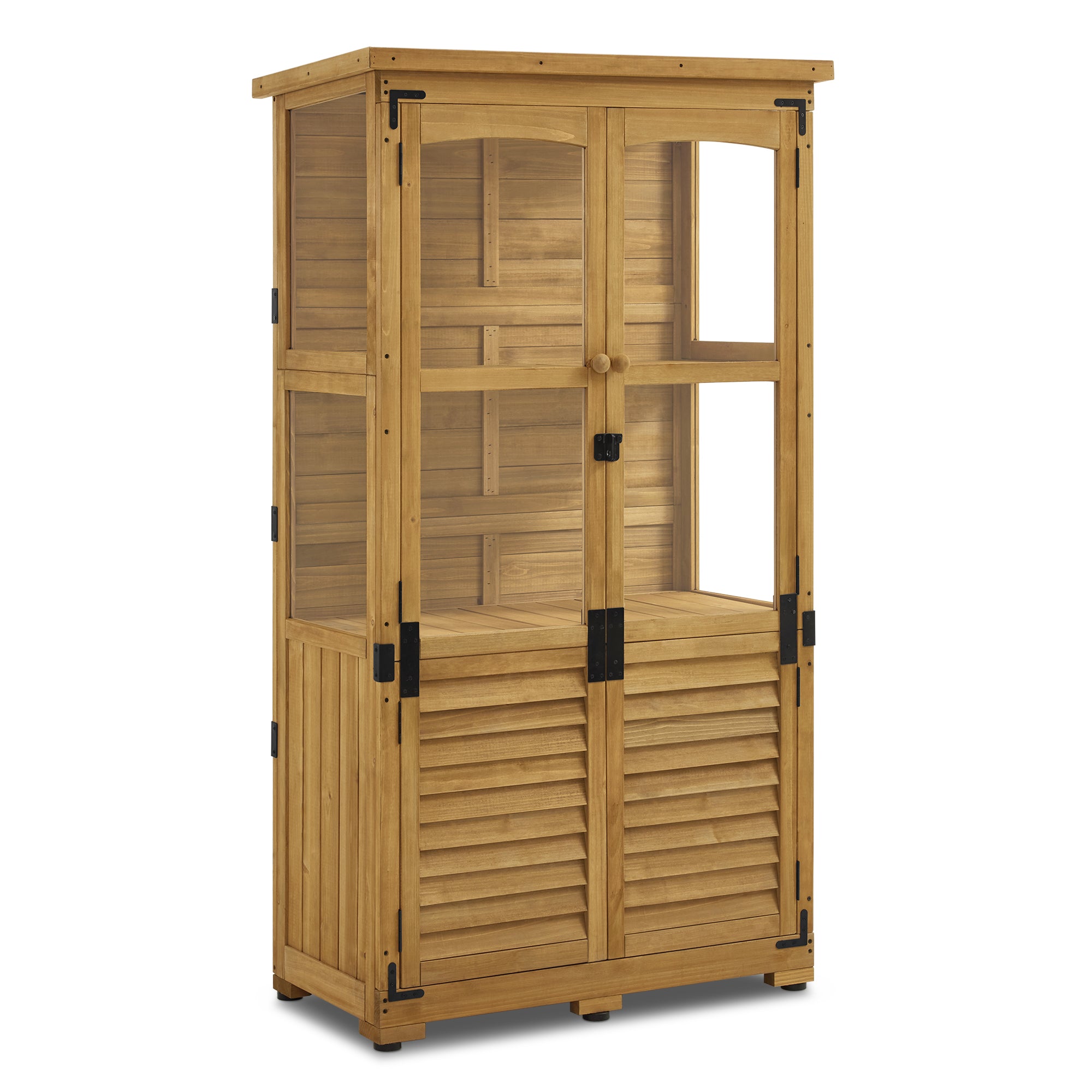 M MCombo Garden Cabinet Wood, Tool Shed Weatherproof Small, Outdoor Garden House Tool Shed for Outdoor Terrace Balcony, 0120, 87×46×160 cm