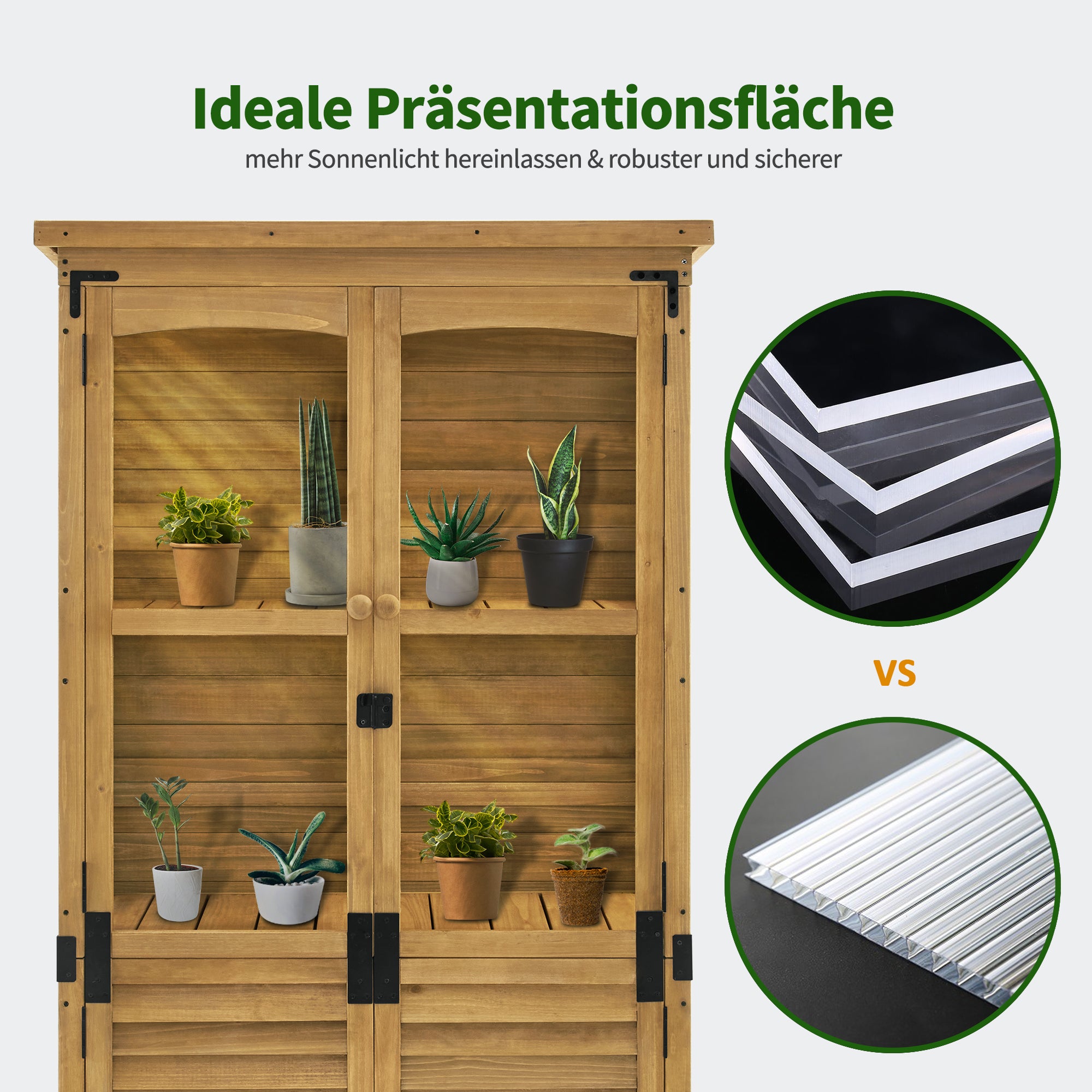 M MCombo Garden Cabinet Wood, Tool Shed Weatherproof Small, Outdoor Garden House Tool Shed for Outdoor Terrace Balcony, 0120, 87×46×160 cm