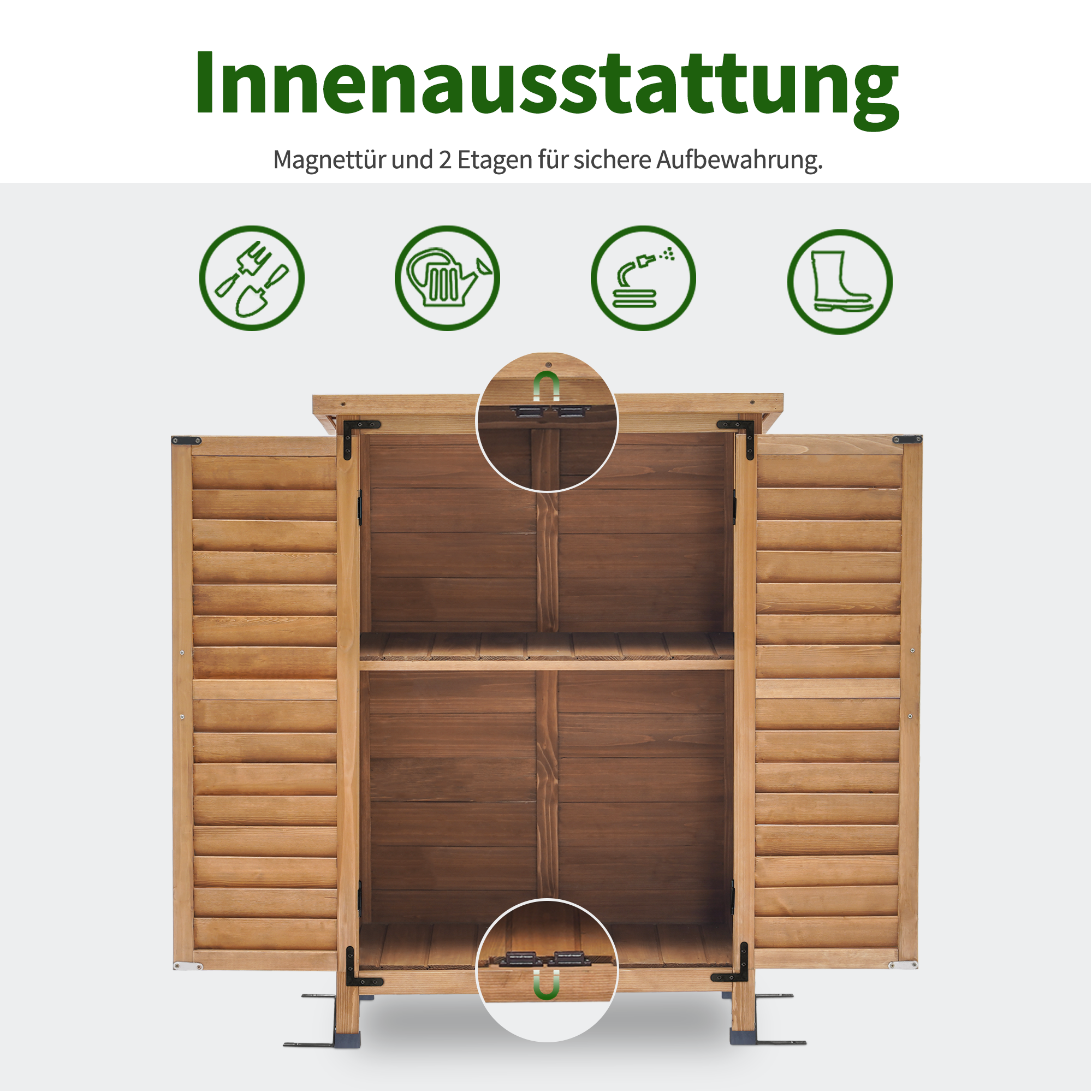 MCombo Gartenschrank Gerätehaus Geräteschuppen Garten Schuppen Schrank Holz 0690