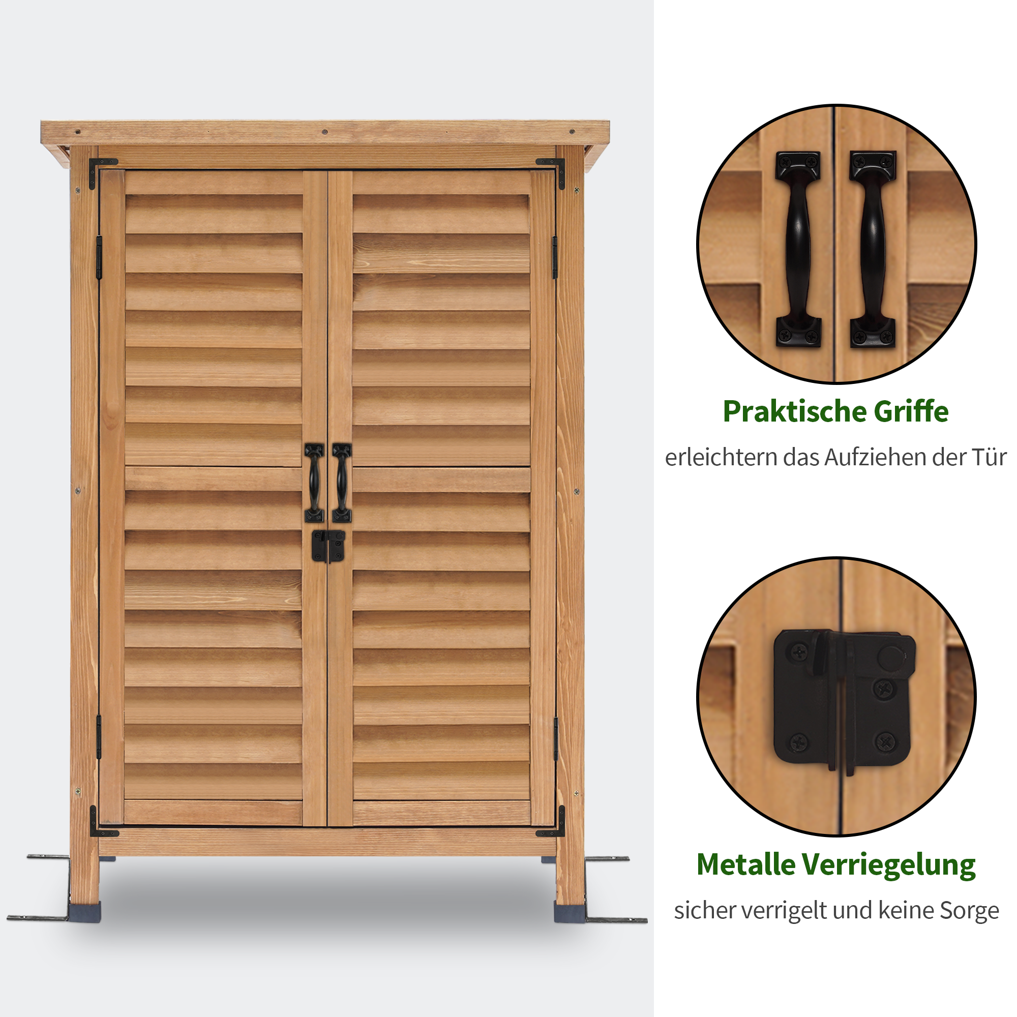 MCombo Gartenschrank Gerätehaus Geräteschuppen Garten Schuppen Schrank Holz 0690