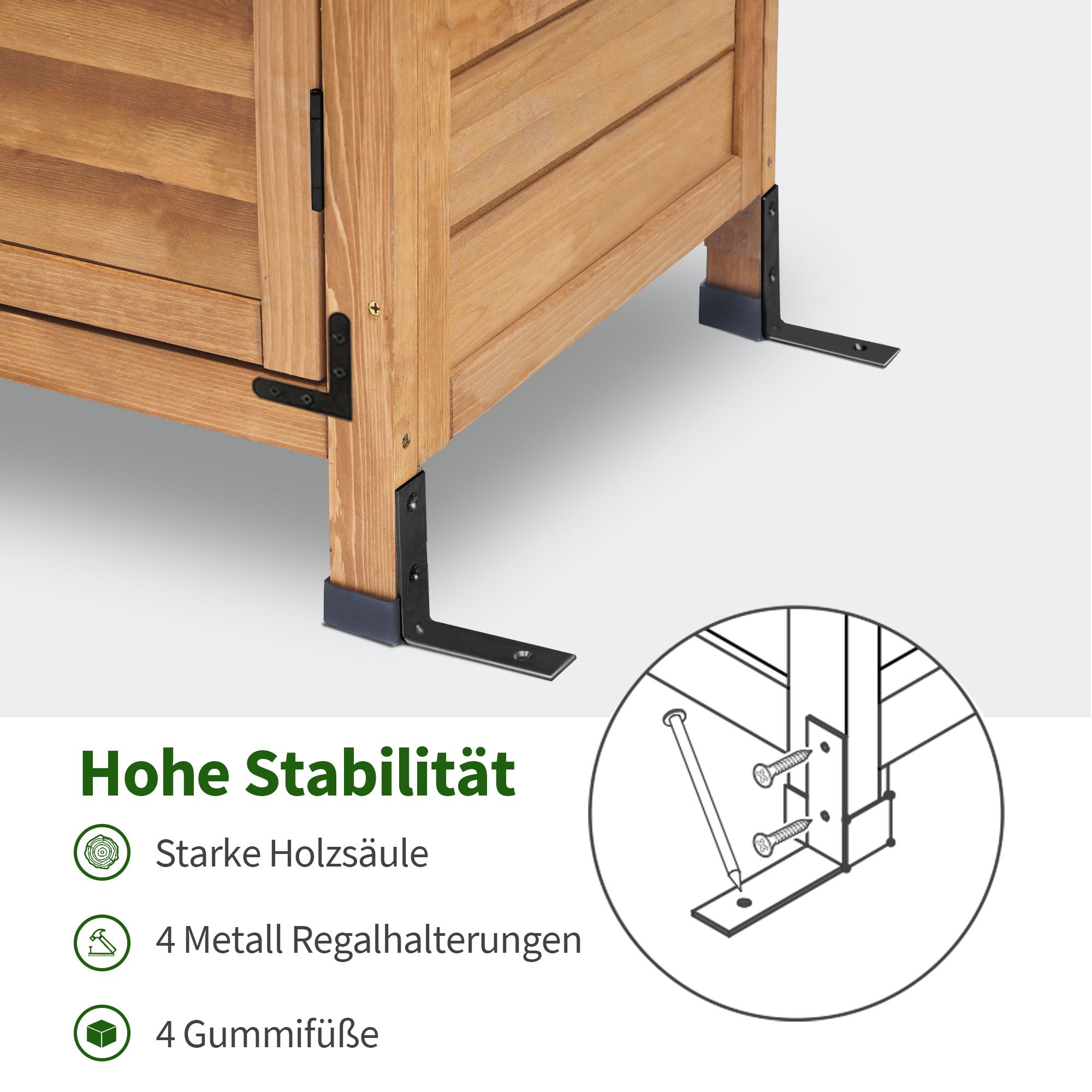 MCombo Gartenschrank Gerätehaus Geräteschuppen Garten Schuppen Schrank Holz 0690