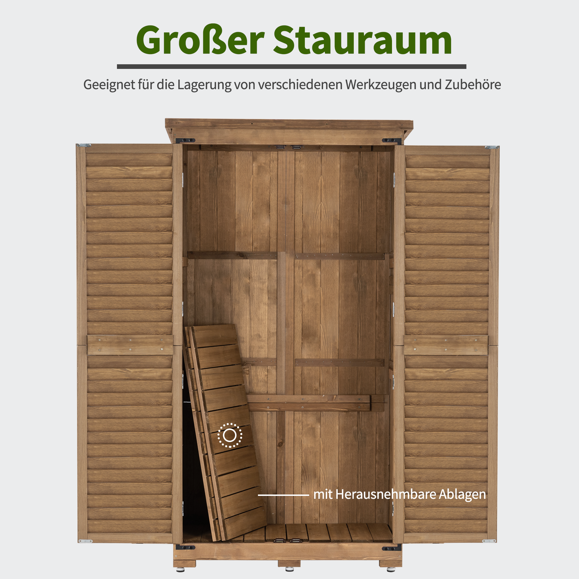 MCombo Gartenschrank Gerätehaus Geräteschuppen Garten Schuppen Schrank Holz 0870