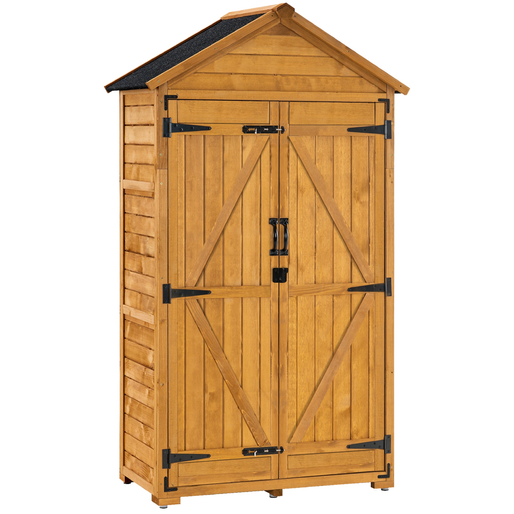MCombo Gartenschrank Geräteschuppen Werkzeugschrank Outdoor-Schrank Gartenbox mit Satteldach aus Holz Grau/Natur 1000