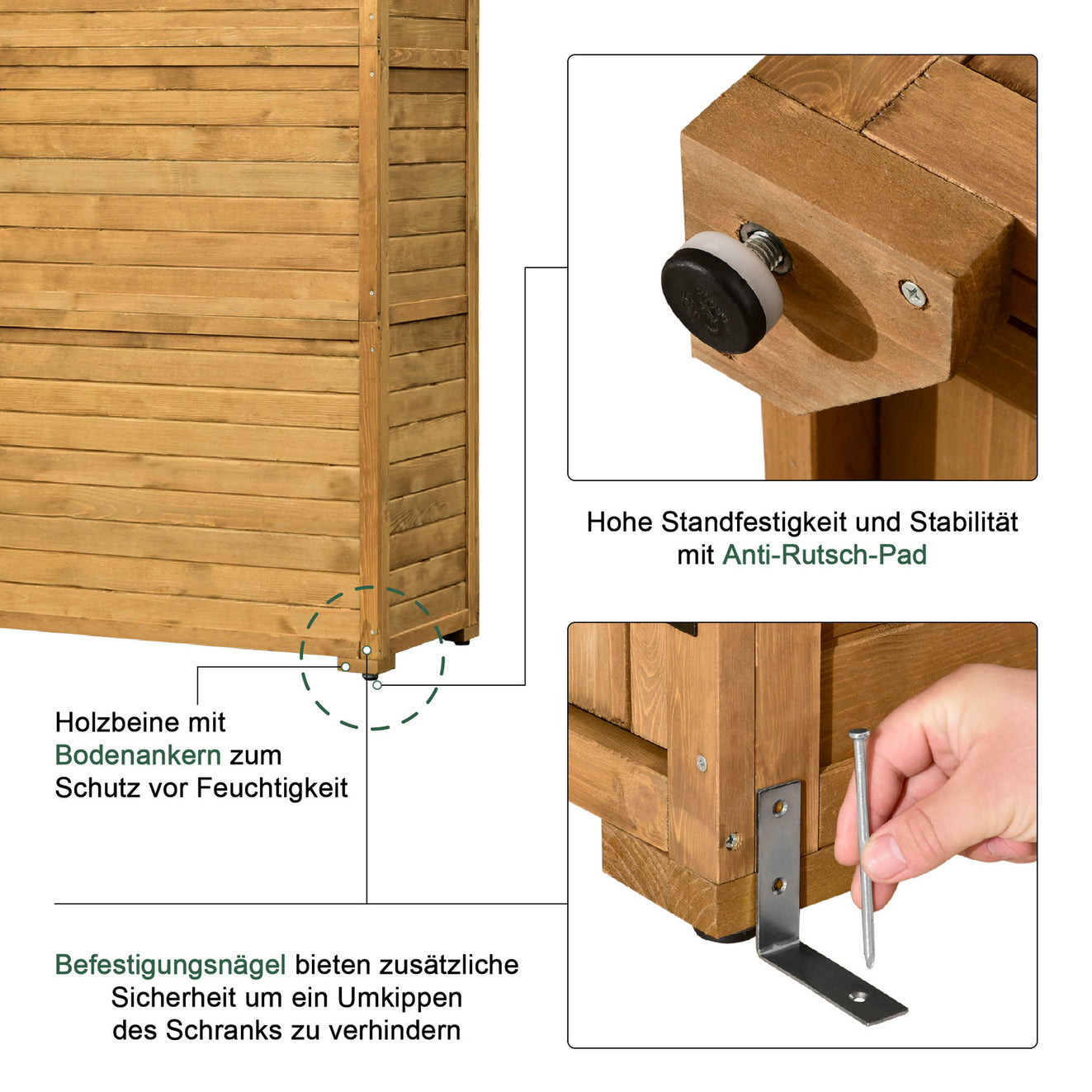 MCombo Gartenschrank Geräteschuppen Werkzeugschrank Outdoor-Schrank Gartenbox mit Satteldach aus Holz Grau/Natur 1000