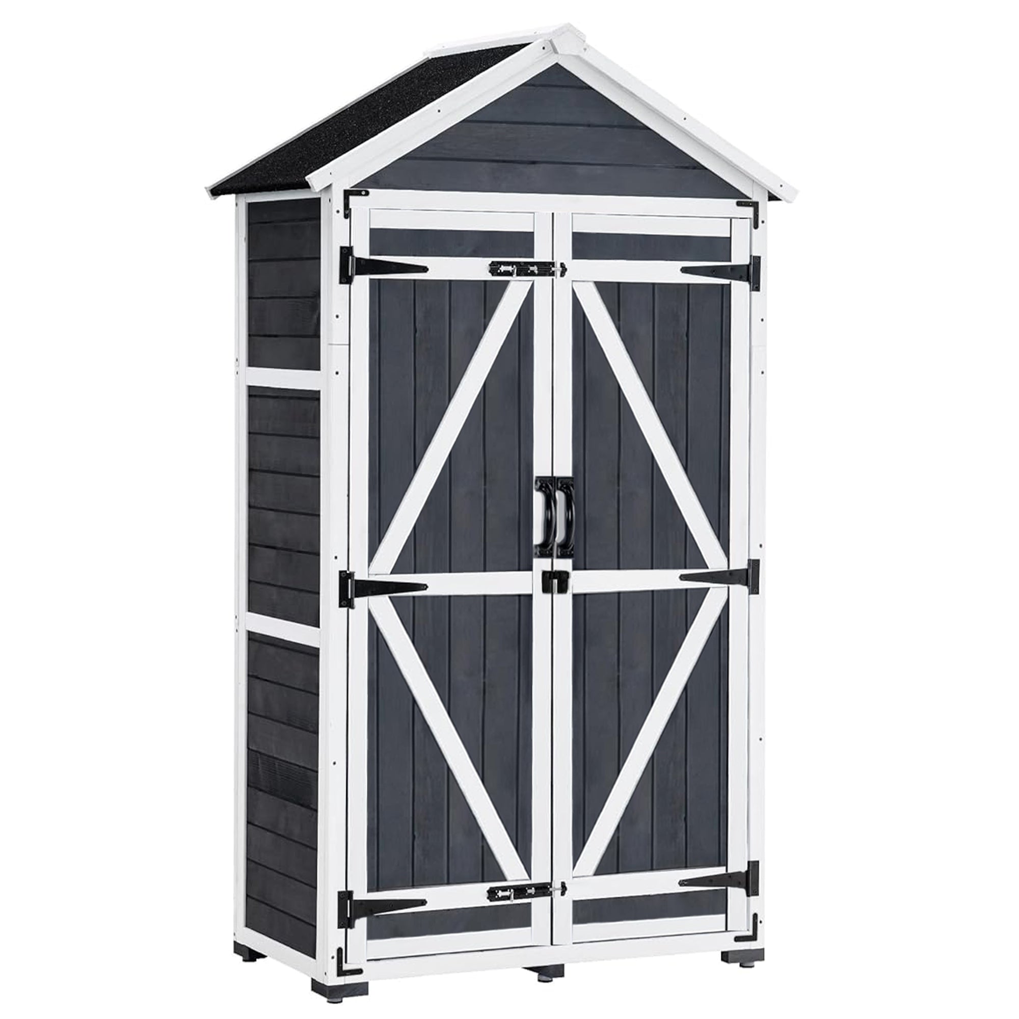 MCombo Gartenschrank Geräteschuppen Werkzeugschrank Outdoor-Schrank Gartenbox mit Satteldach aus Holz Grau/Natur 1000