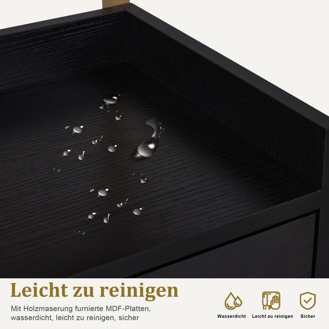 M MCombo trolley with wheels & 2 drawers, serving trolley, with 2 shelves, modern work trolley for bathroom and living room, 32 x 37 x 87 cm, 0029