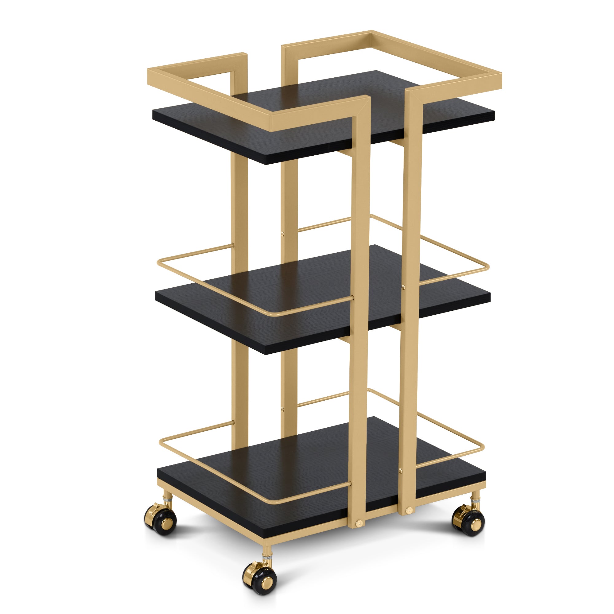 M MCombo Servierwagen mit Rollen, Küchenwagen Barwagen Metallgestell, Moderne Rollwagen Mehrzweckwagen mit 3 Ebenen, für Küche Bad Wohnzimmer Büro, 33*43*75cm, 0033