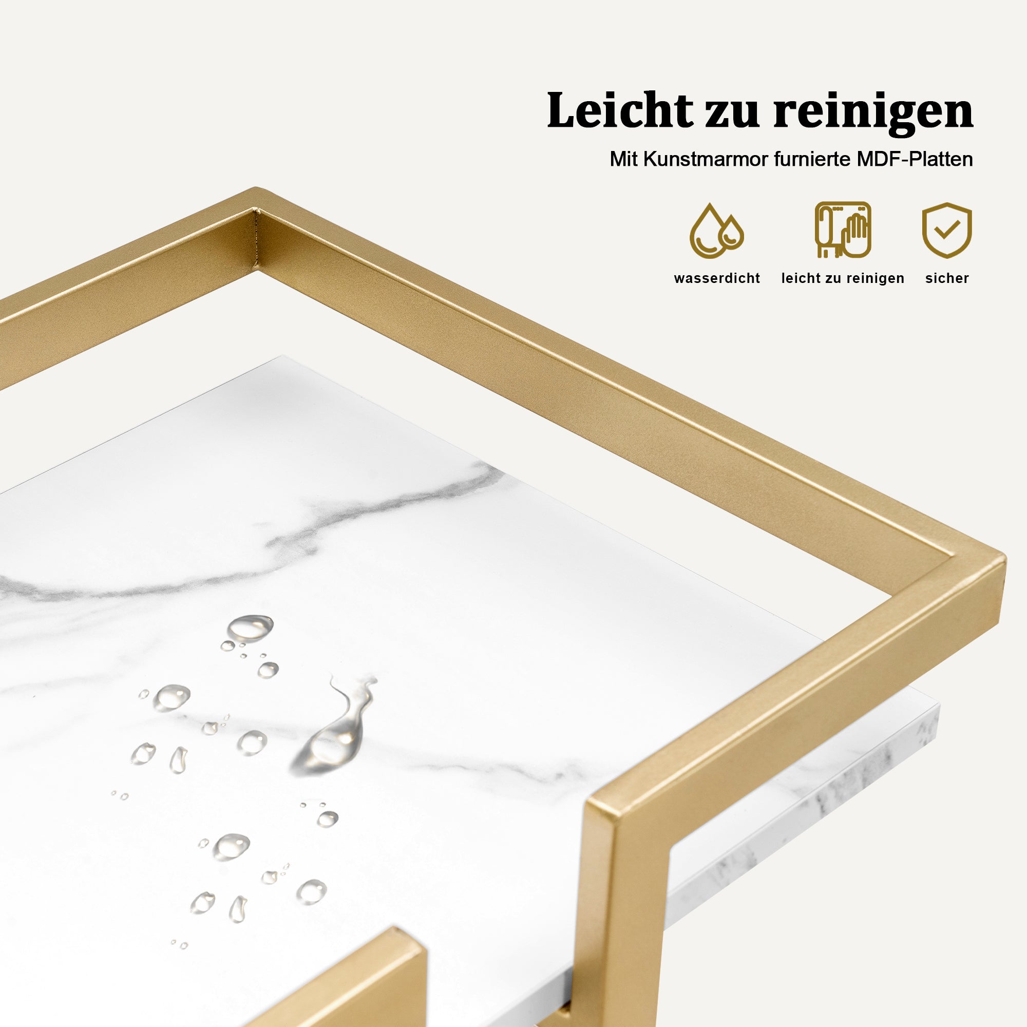 M MCombo Servierwagen mit Rollen, Küchenwagen Barwagen Metallgestell, Moderne Rollwagen Mehrzweckwagen mit 3 Ebenen, für Küche Bad Wohnzimmer Büro, 33*43*75cm, 0033