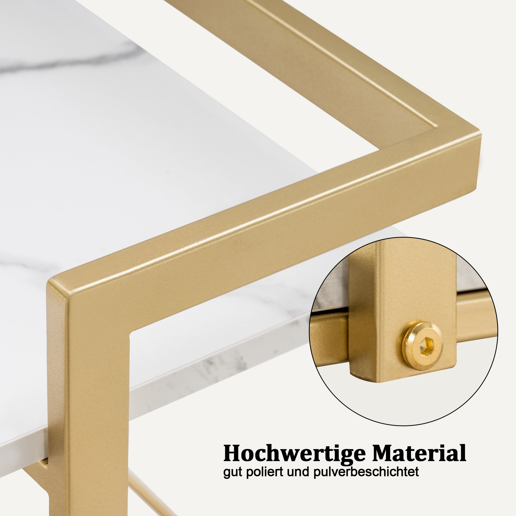 M MCombo Servierwagen mit Rollen, Küchenwagen Barwagen Metallgestell, Moderne Rollwagen Mehrzweckwagen mit 3 Ebenen, für Küche Bad Wohnzimmer Büro, 33*43*75cm, 0033