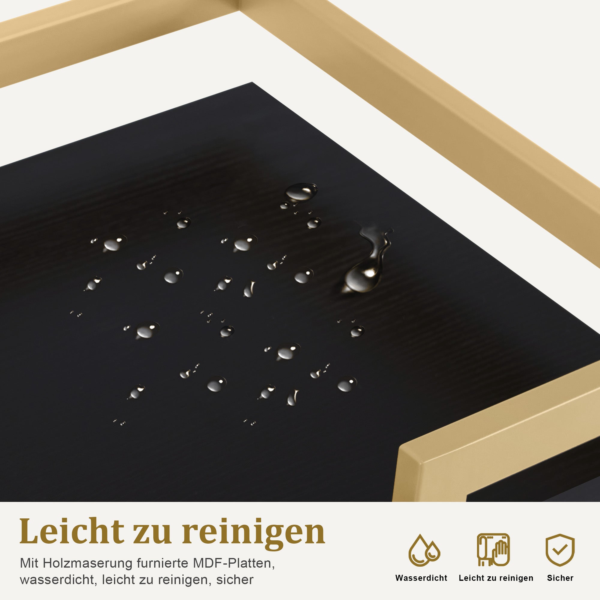 M MCombo Servierwagen mit Rollen, Küchenwagen Barwagen Metallgestell, Moderne Rollwagen Mehrzweckwagen mit 3 Ebenen, für Küche Bad Wohnzimmer Büro, 33*43*75cm, 0033