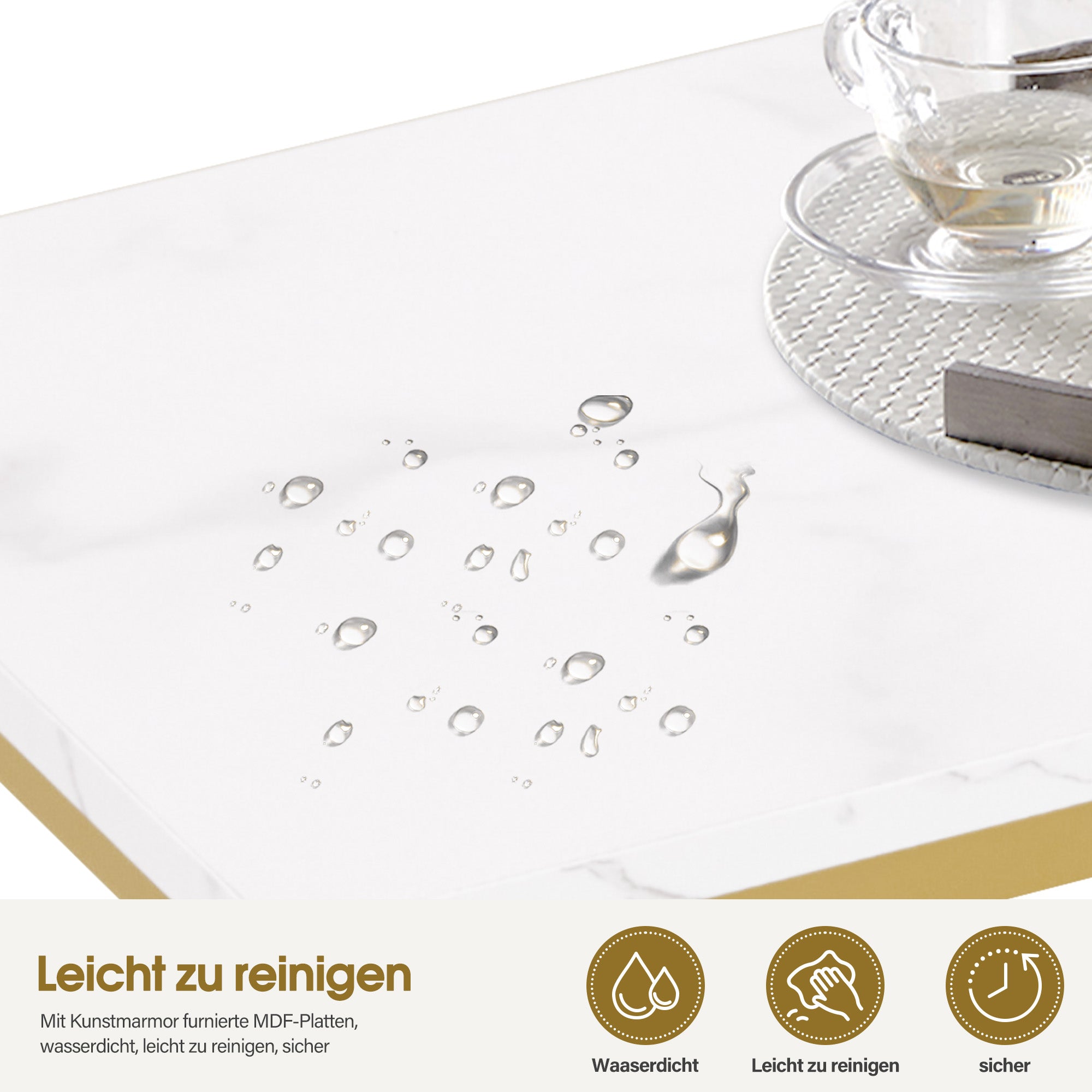 M MCombo Console Table Narrow, Entryway Table Wood Metal Frame, Hallway Table with 2 Levels, Modern Side Table for Hallway, Living Room, Anteroom, Entrance, Foyer, Marble White Gold, 30x100x80.5cm, 2226