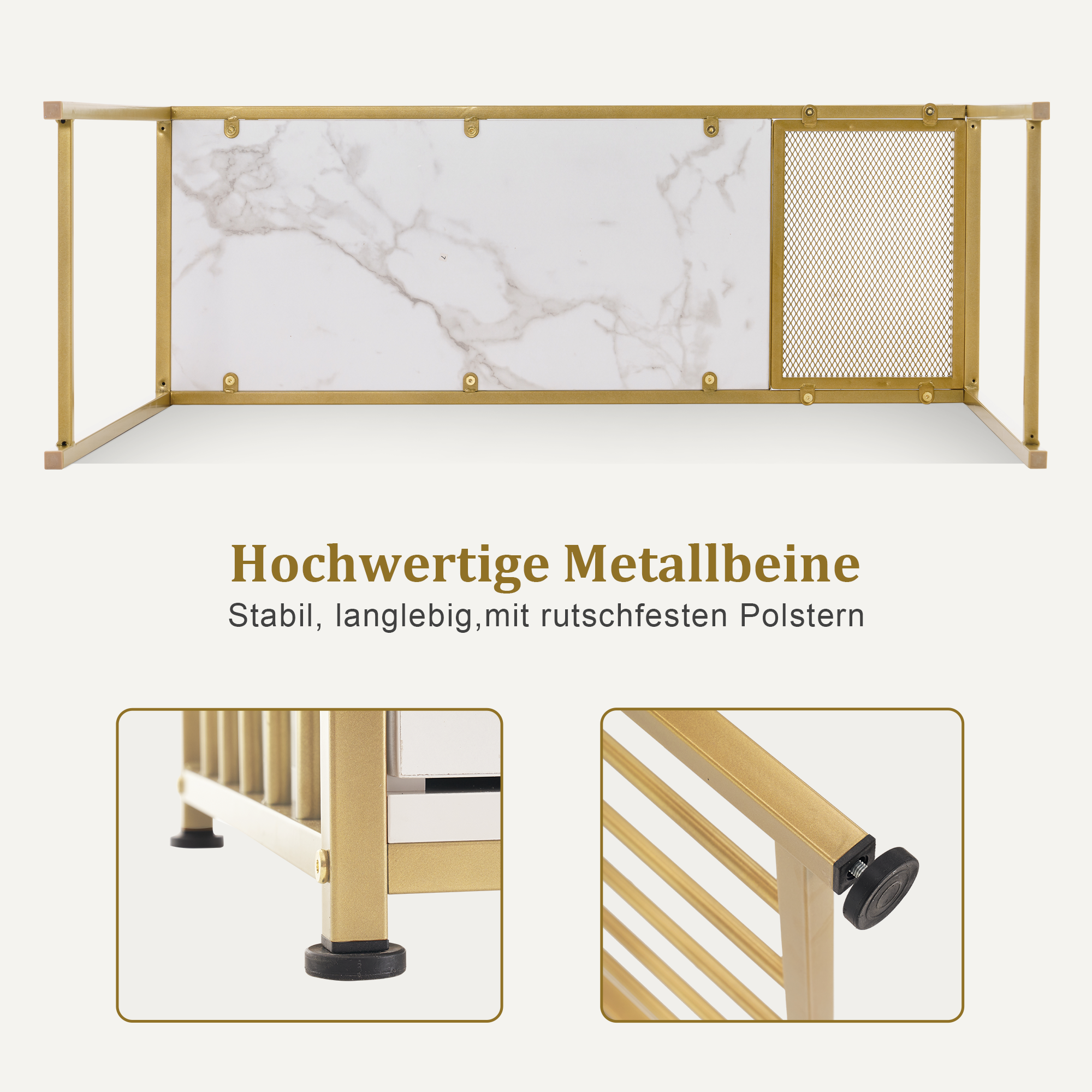 M MCombo Desk with Drawers, Dressing Table without Mirror, Wooden Nail Table with Metal Frame, Computer Desk for Living Room, Modern, 109 x 45.5 x 81cm, 2407