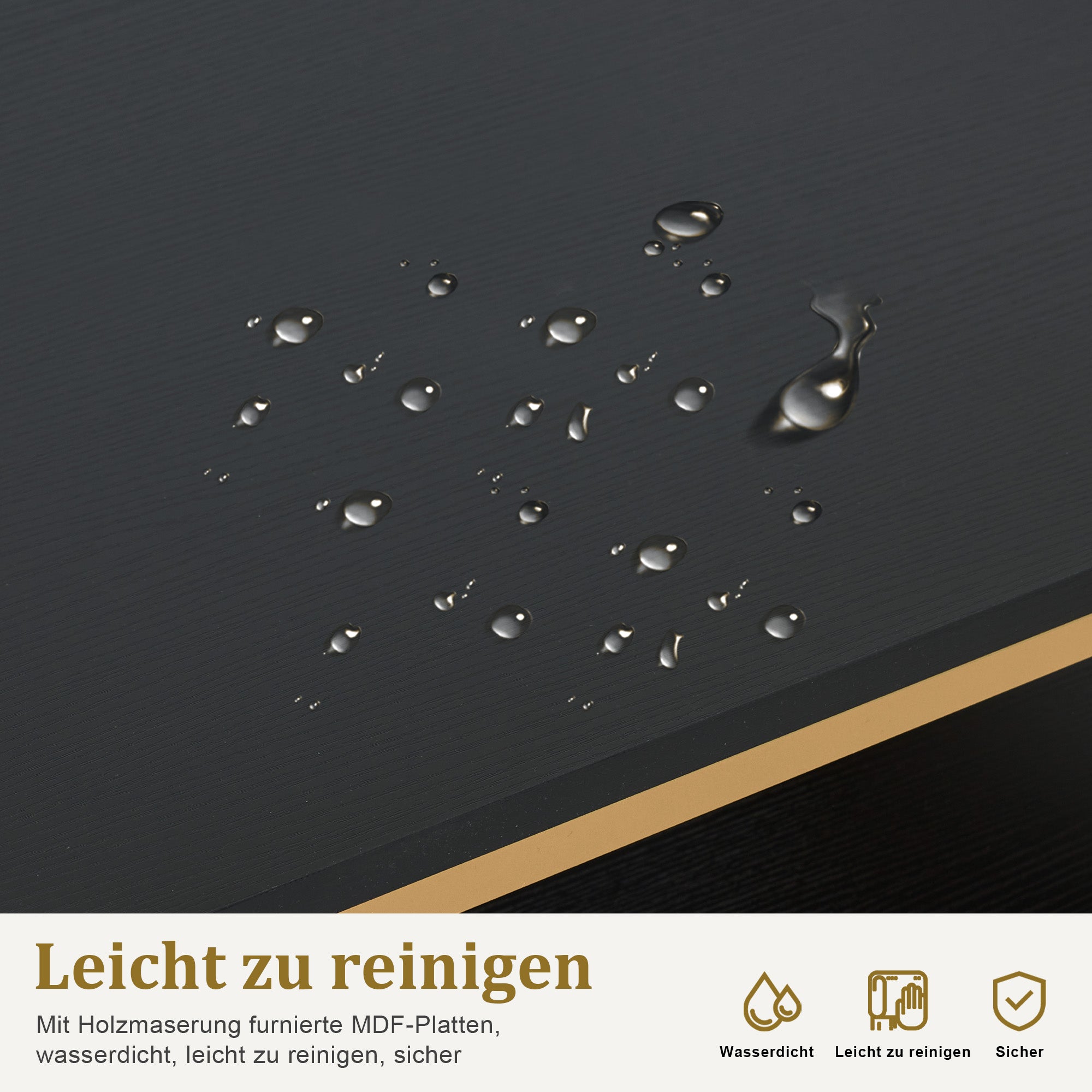 M MCombo Desk with 6 Drawers, Wooden Nail Table with Metal Frame, Manicure Table, Dressing Table without Mirror Modern, Computer Desk with Shelves Living Room, 46x125x81cm, 2425