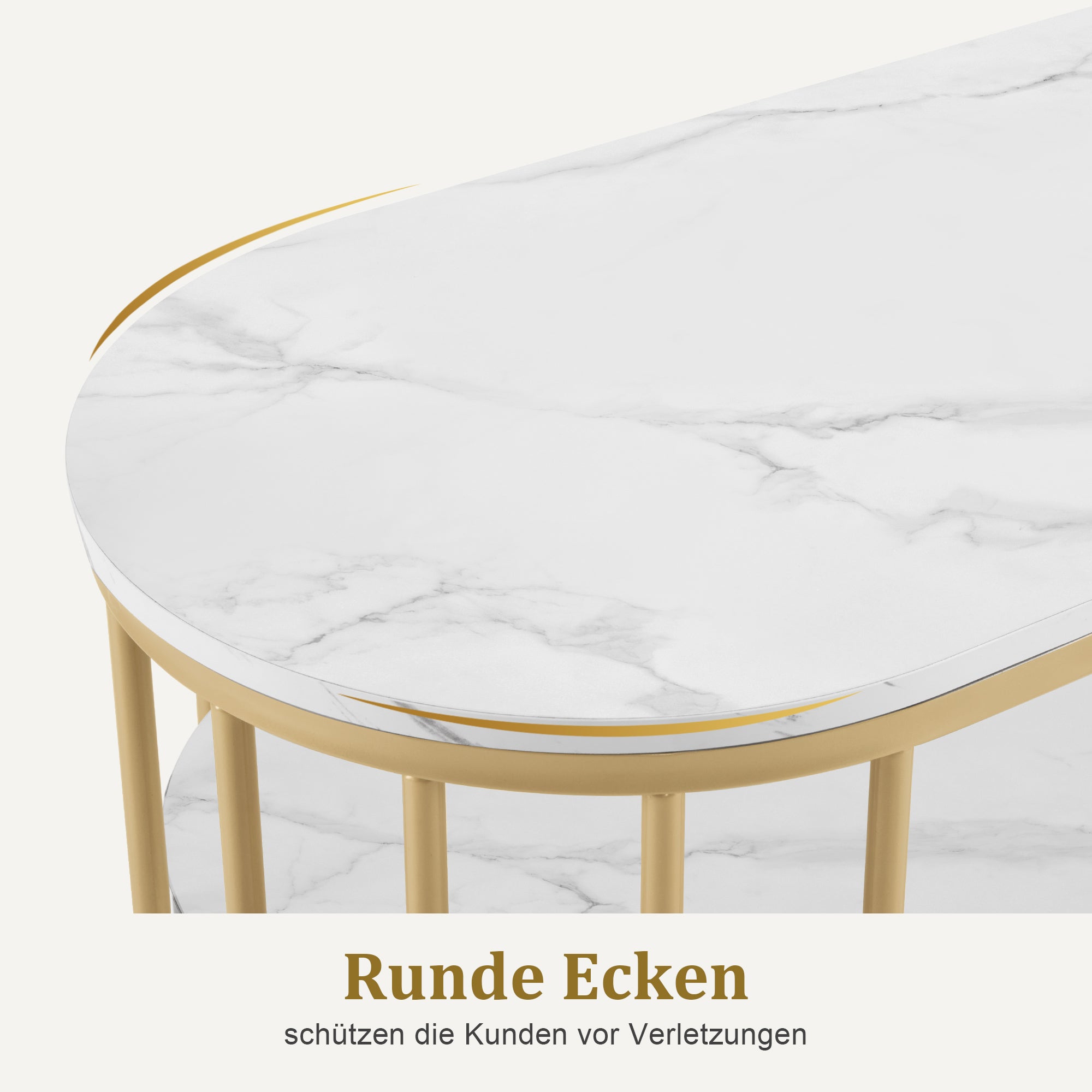 M MCombo Desk without Drawers, Dressing Table without Mirror Marble White Gold, Manicure Table, Nail Table Made of Wood Metal Frame, Computer Table Living Room Modern, 45 x 114 x 78cm, 2482