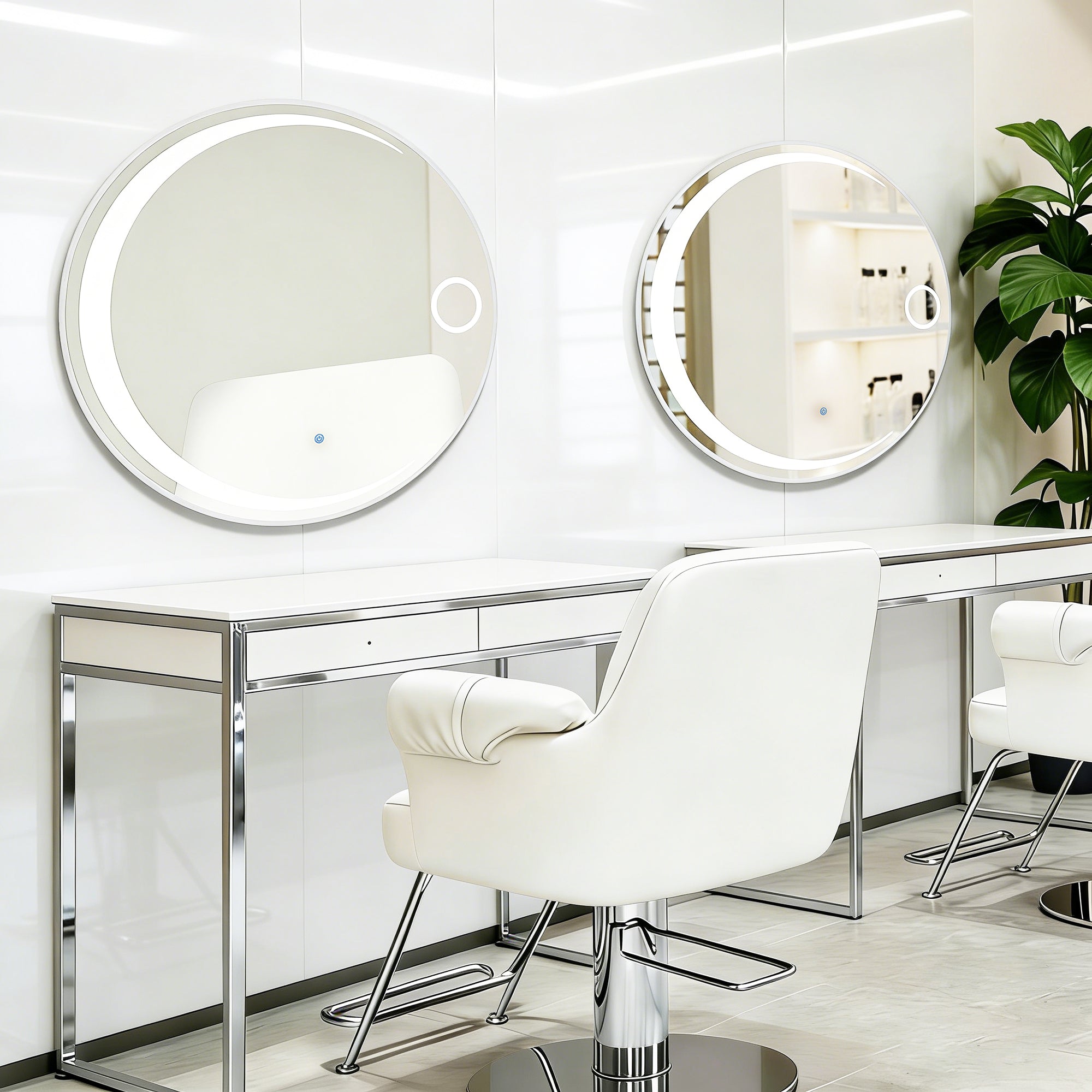 MCombo Wall Mirror with Lighting, Bathroom Mirror with Aluminum Frame, Round Mirror with Touch Switch, 3 Dimmable Light Colors, Bathroom Mirror J6228