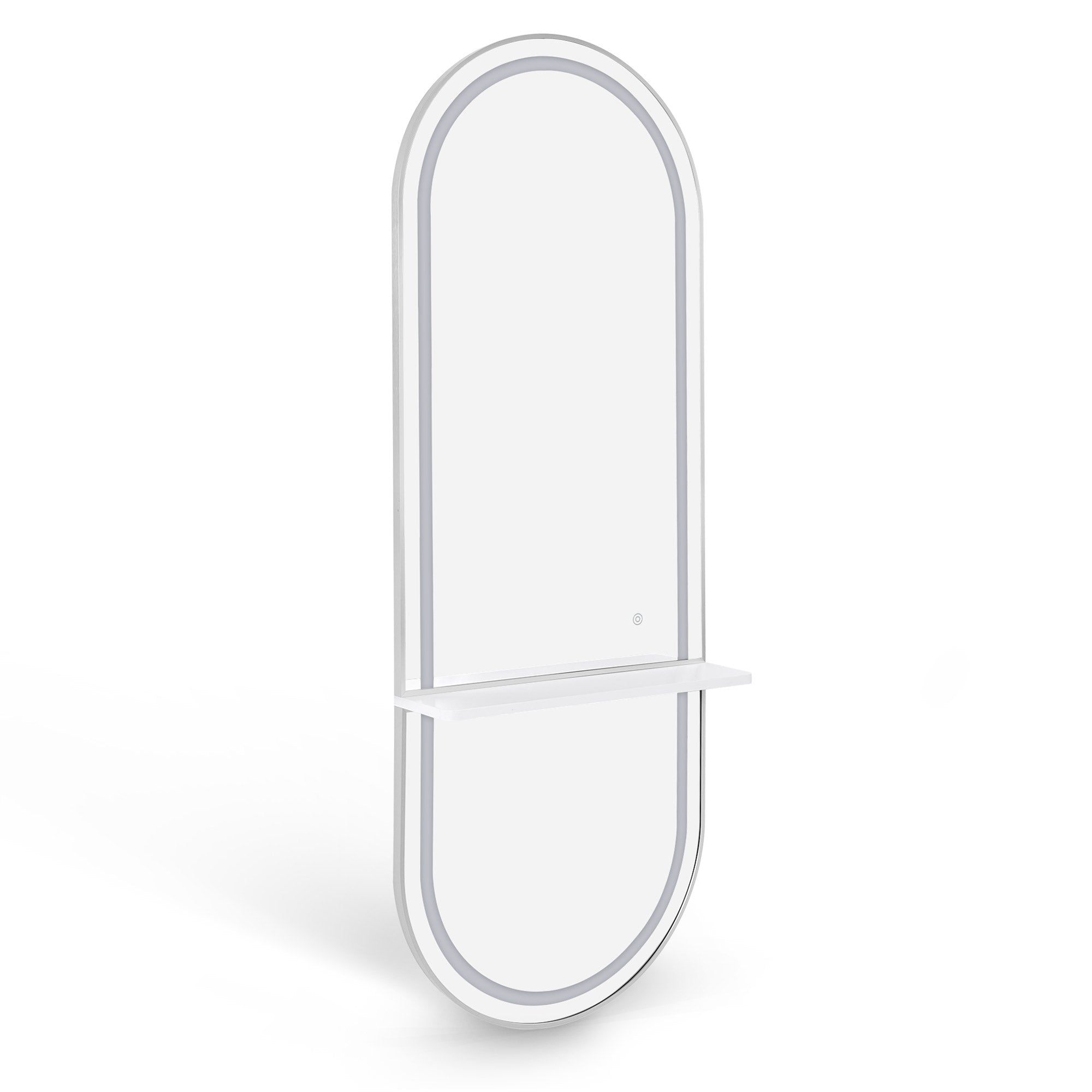 M MCombo Wandspiegel mit Beleuchtung, Ganzkörperspiegel mit Aluminiumrahmen, Großer Spiegel mit Ablage, Touch-Schalter, 3 Lichtfarben Dimmbar, für Friseursalon, 17x65x177 cm, J6270