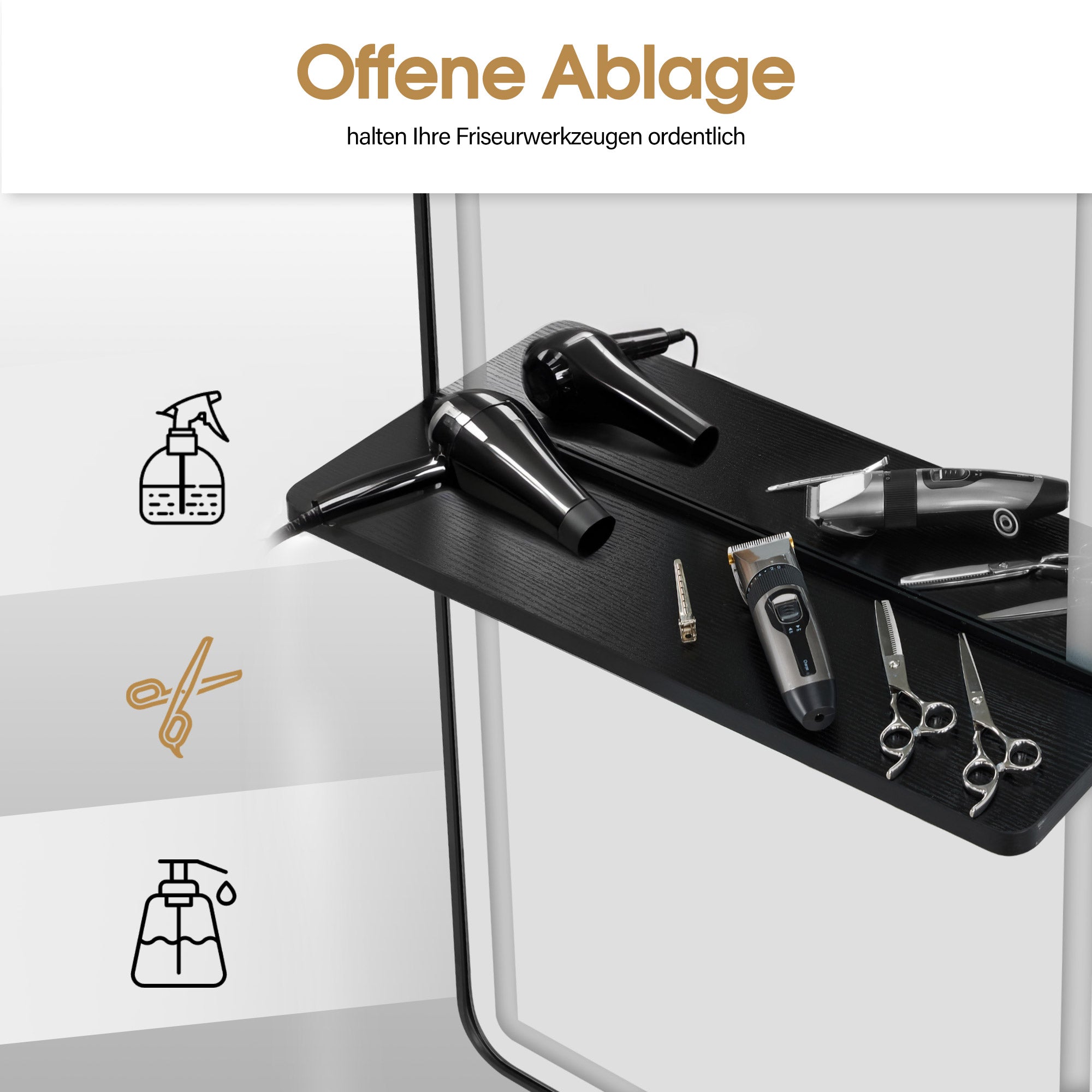 M MCombo Wall Mirror with Lighting, Full-Length Mirror with Aluminum Frame, Large Mirror with Shelf, Touch Switch, 3 Light Colors, Dimmable, 17x65x177 cm, J6271