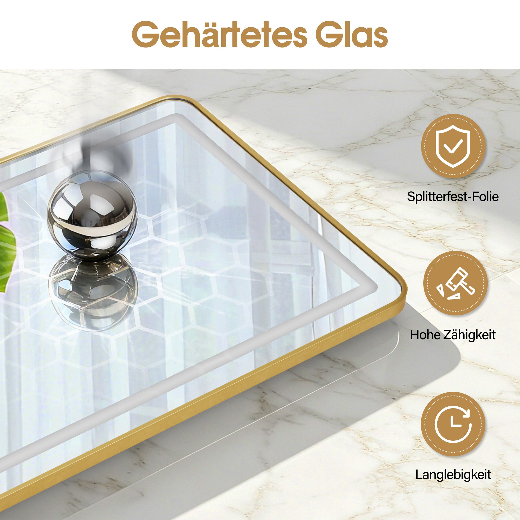 M MCombo Wall Mirror with Lighting, Full-Length Mirror with Aluminum Frame, Large Mirror with Shelf, Touch Switch, 3 Light Colors, Dimmable, 17x65x177 cm, J6271