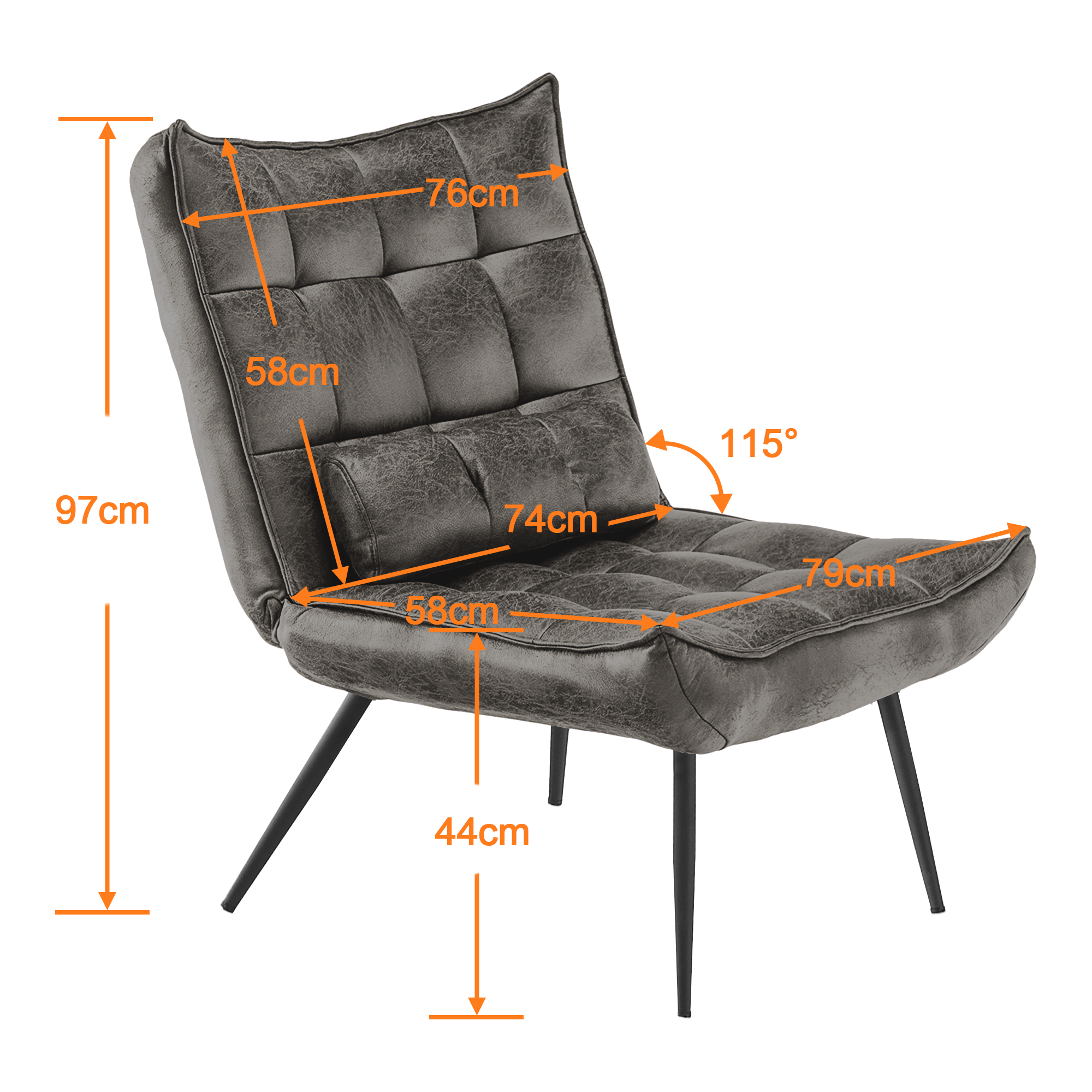 Fauteuil de relaxation MCombo en microfibre 4778, 4779, avec ou sans repose-pieds