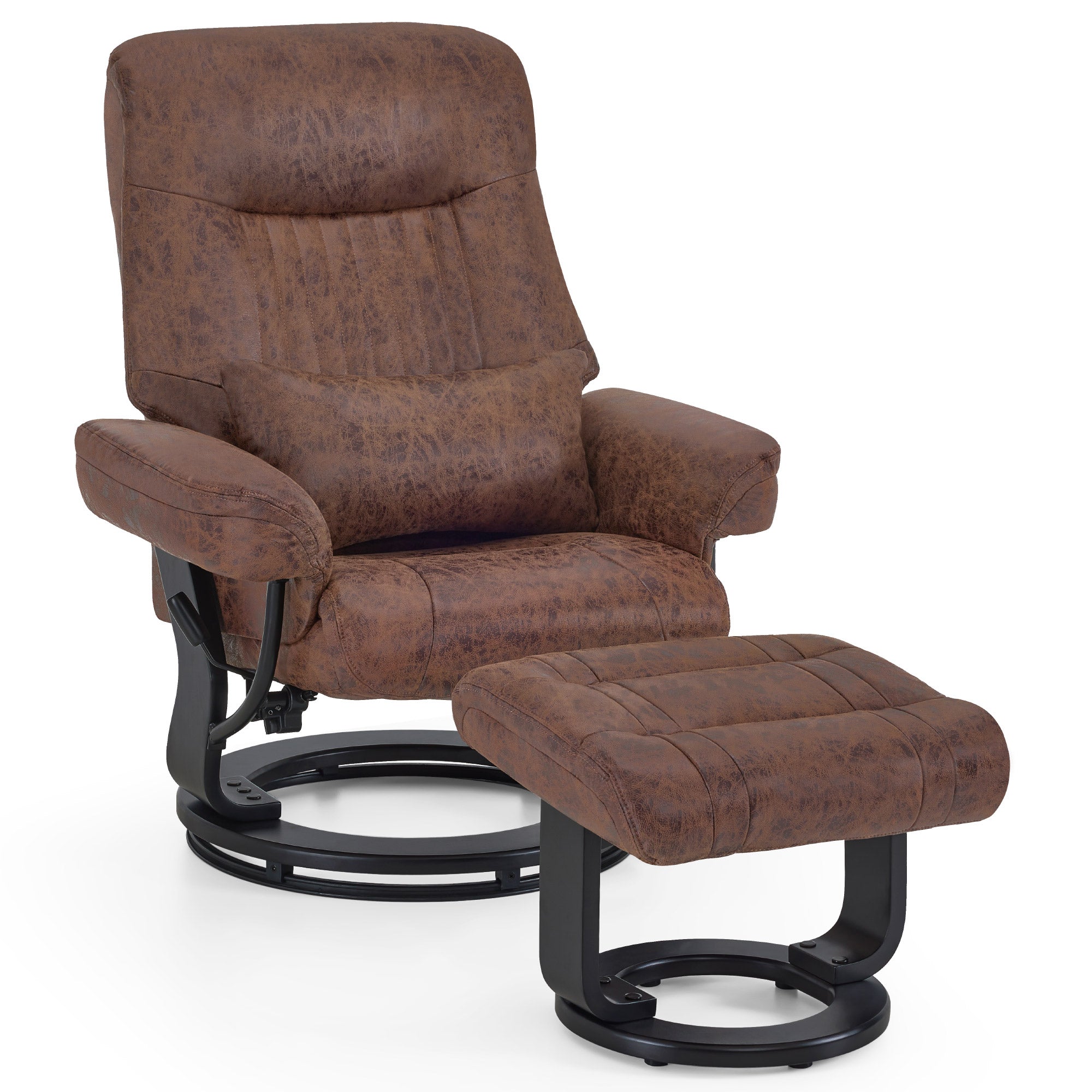 Fauteuil inclinable M MCombo avec fonction inclinable, fauteuil de lecture, fauteuil TV pivotant à 360° avec repose-pieds, coussin et poche latérale, capacité de charge jusqu'à 120 kg, fauteuil TV pour salon, 9035