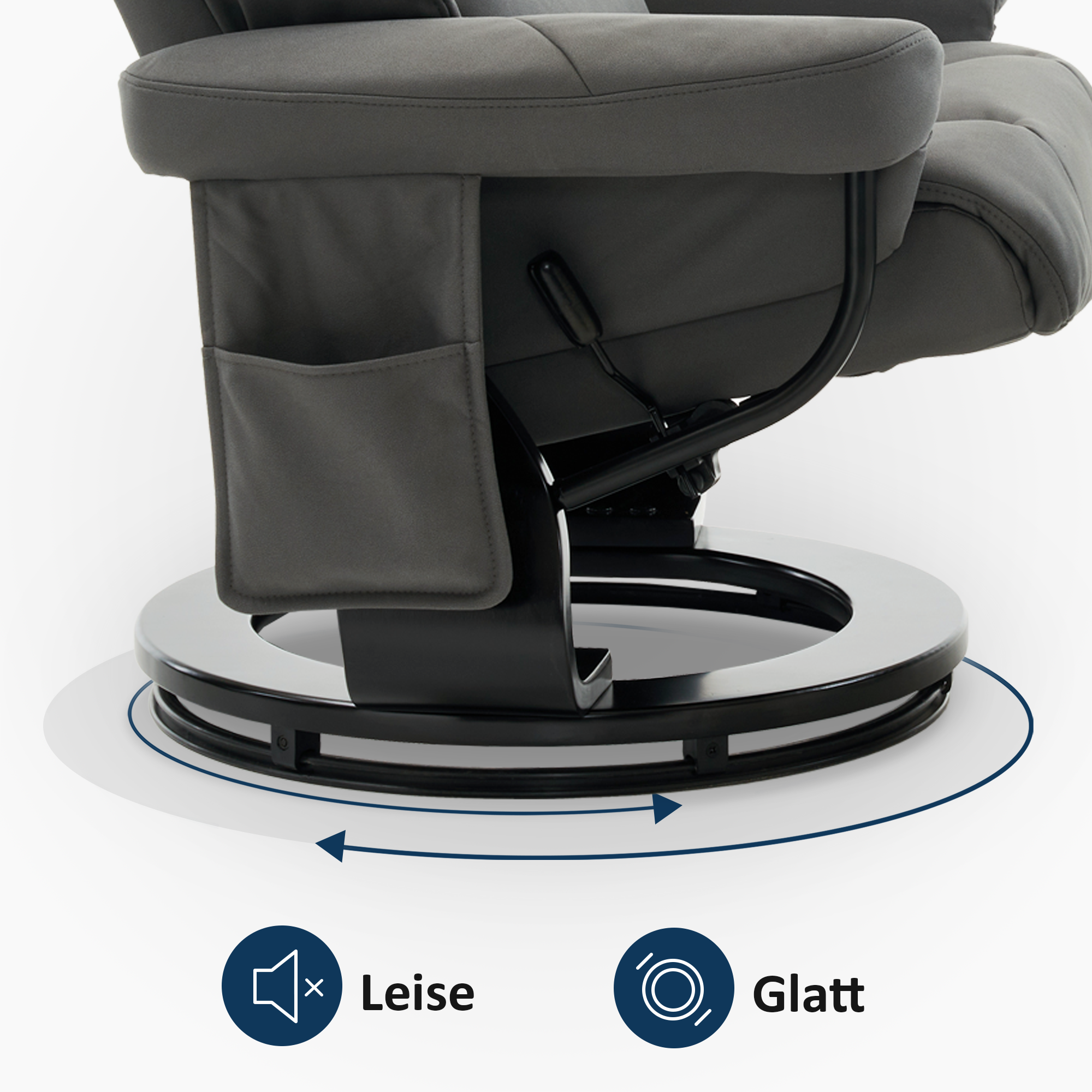 M MCombo Relaxing Chair with Stool, 360° Rotating TV Chair with Reclining Function, Load Capacity up to 120 kg, Modern Recliner Chair for the Living Room, 9066