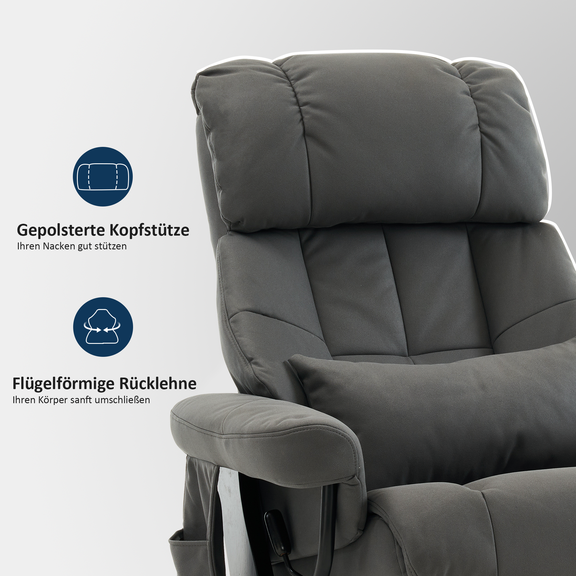 M MCombo Relaxing Chair with Stool, 360° Rotating TV Chair with Reclining Function, Load Capacity up to 120 kg, Modern Recliner Chair for the Living Room, 9066